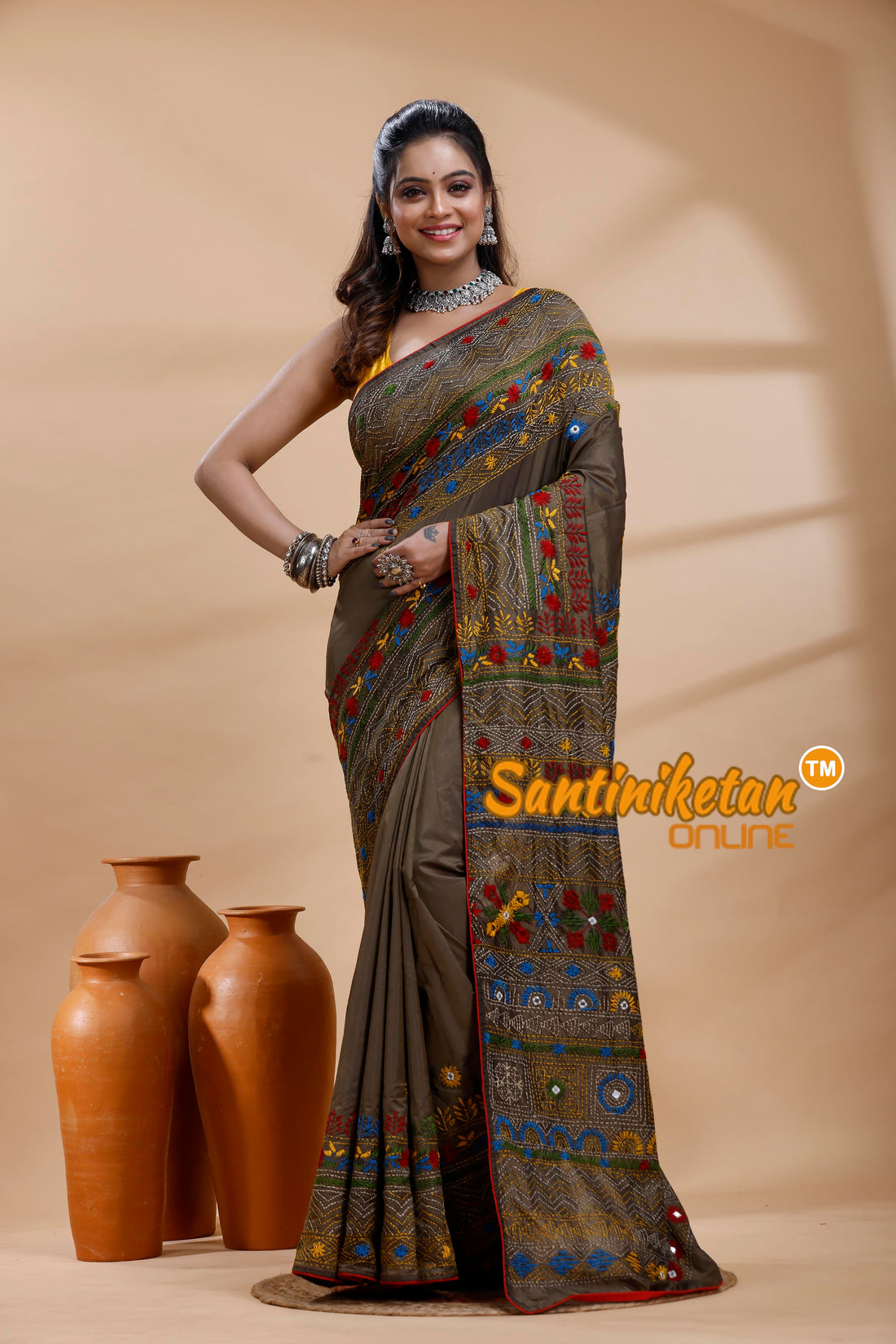 Bangalore Silk Lambani Stitch Saree