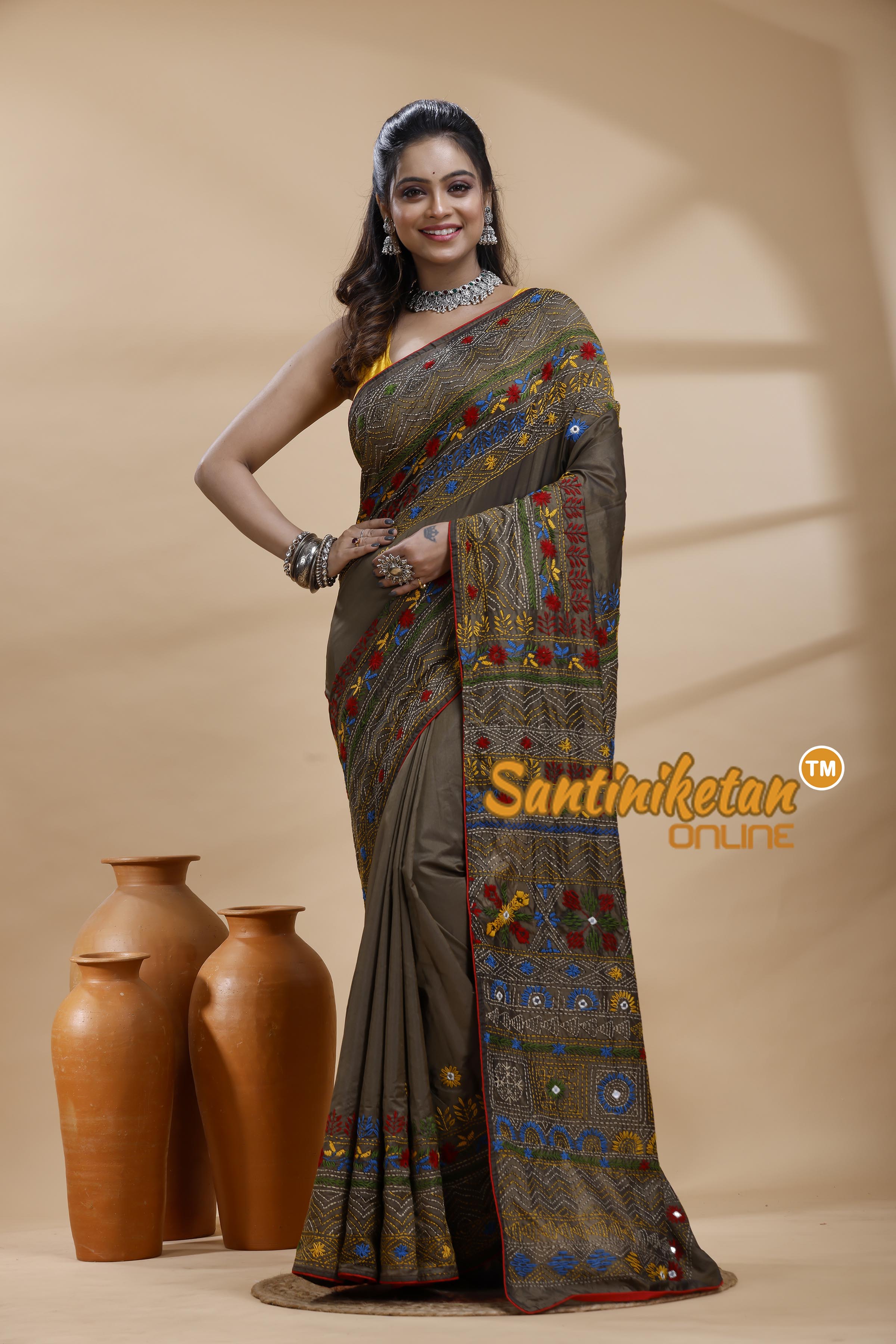 Bangalore Silk Lambani Stitch Saree