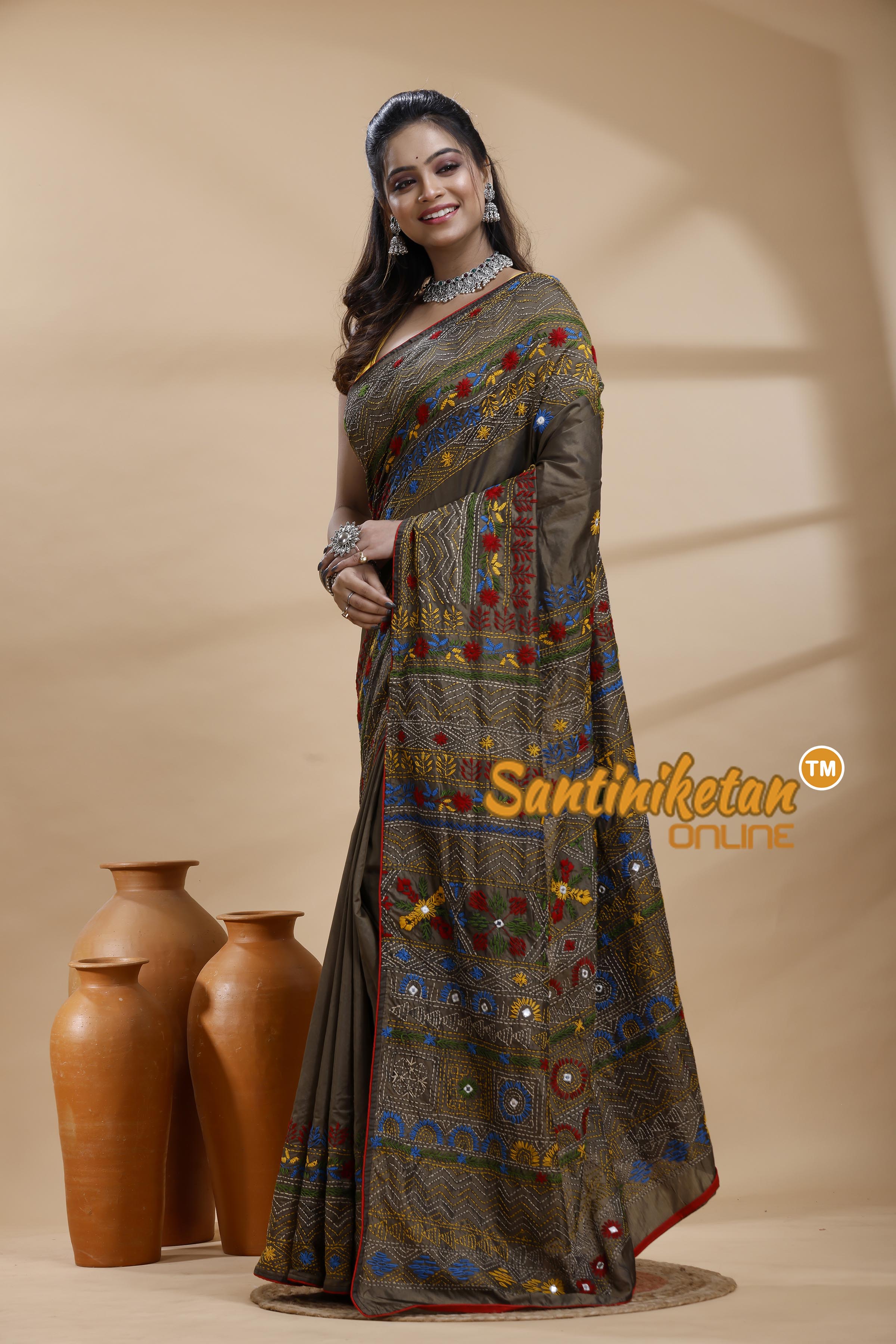 Bangalore Silk Lambani Stitch Saree