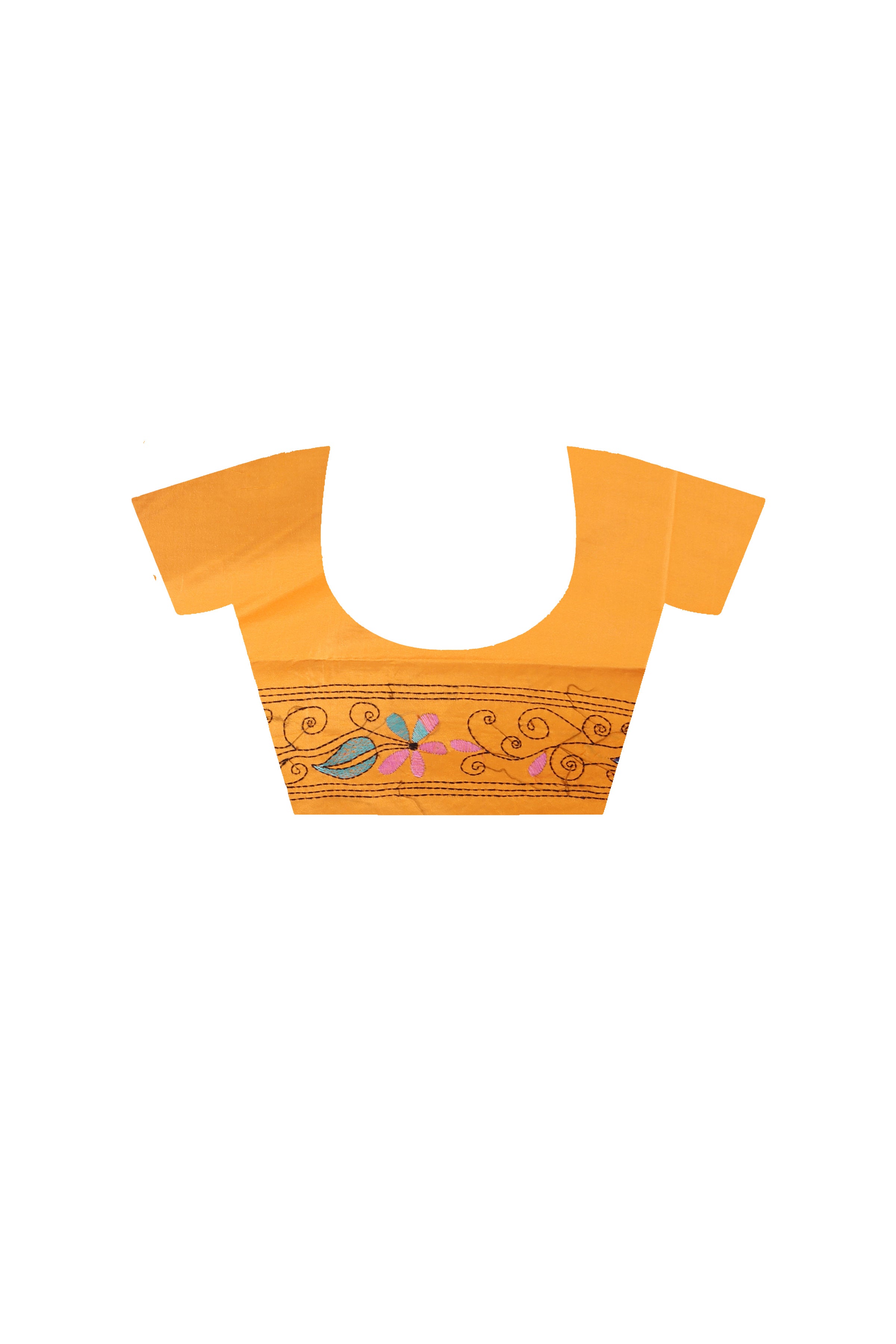 Bangalore Silk Kantha Stitch Saree