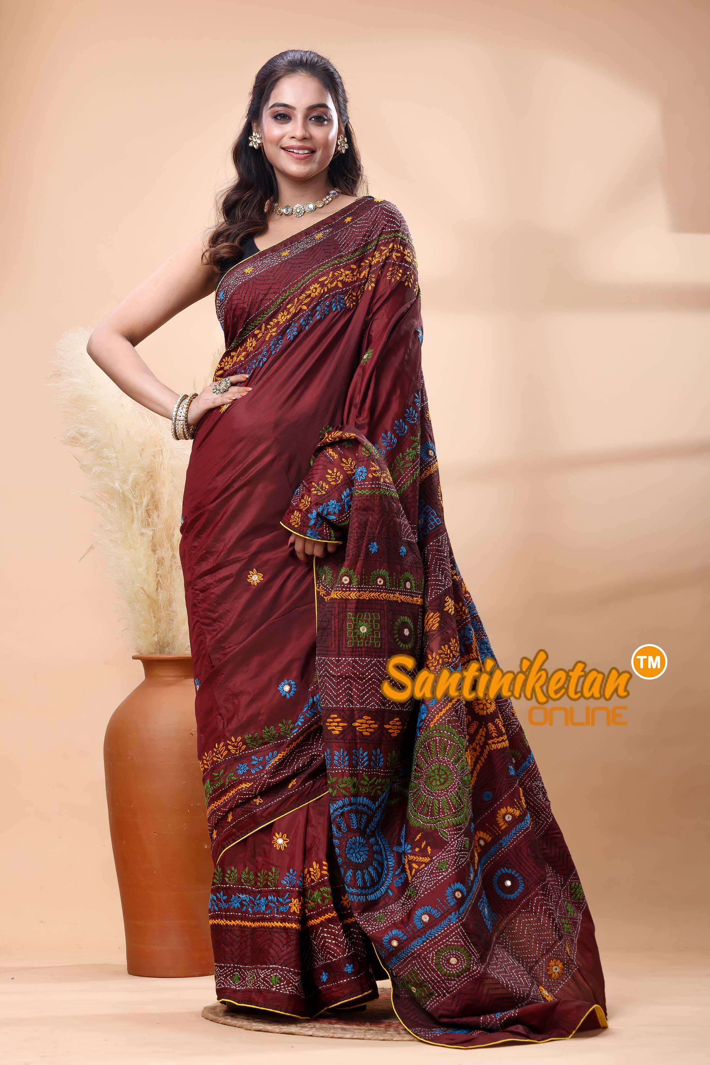 Bangalore Silk Lambani Stitch Saree