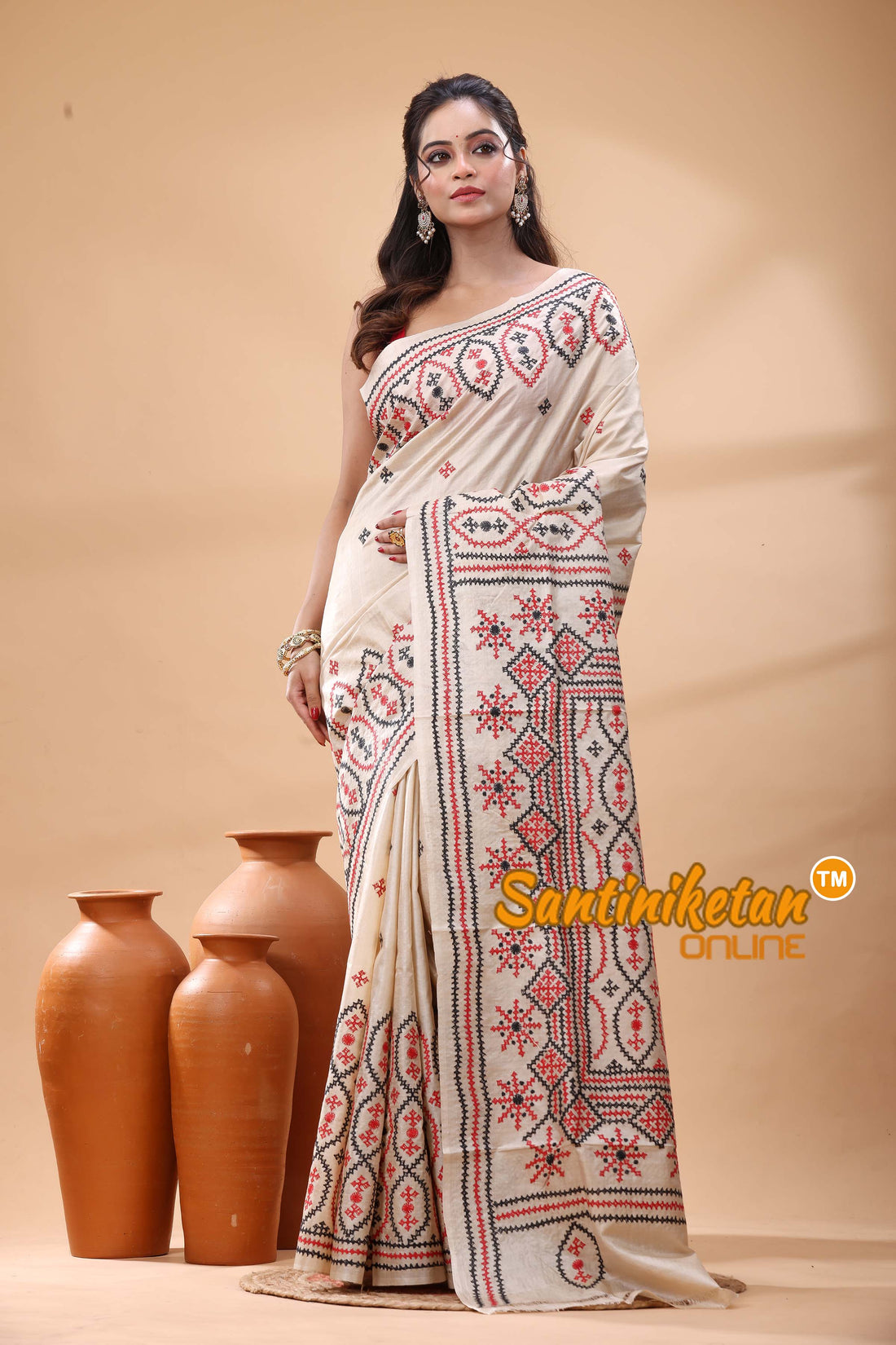 Pure Tussar Silk Gujarati Stitch Saree