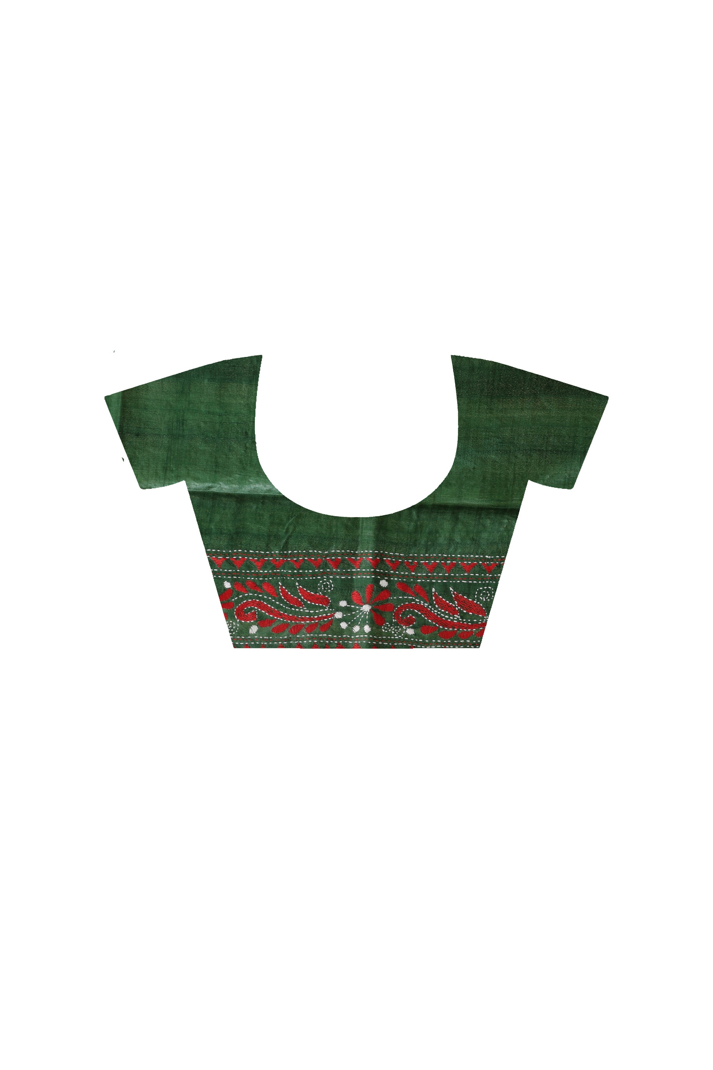 Pure Gachi Dye Tussar Silk Kantha Stitch Saree