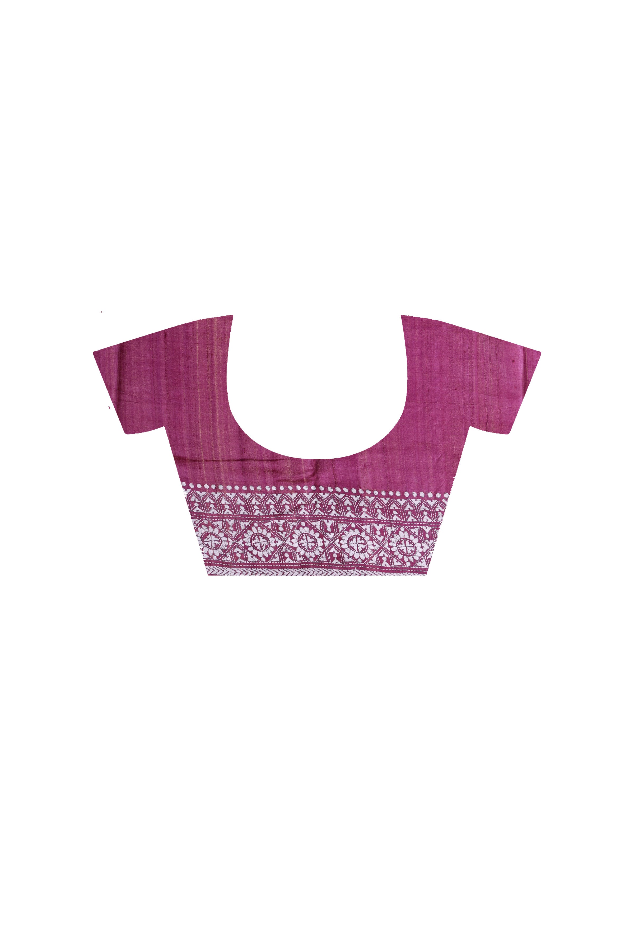 Pure Gachi Dye Tussar Silk Kantha Stitch Saree