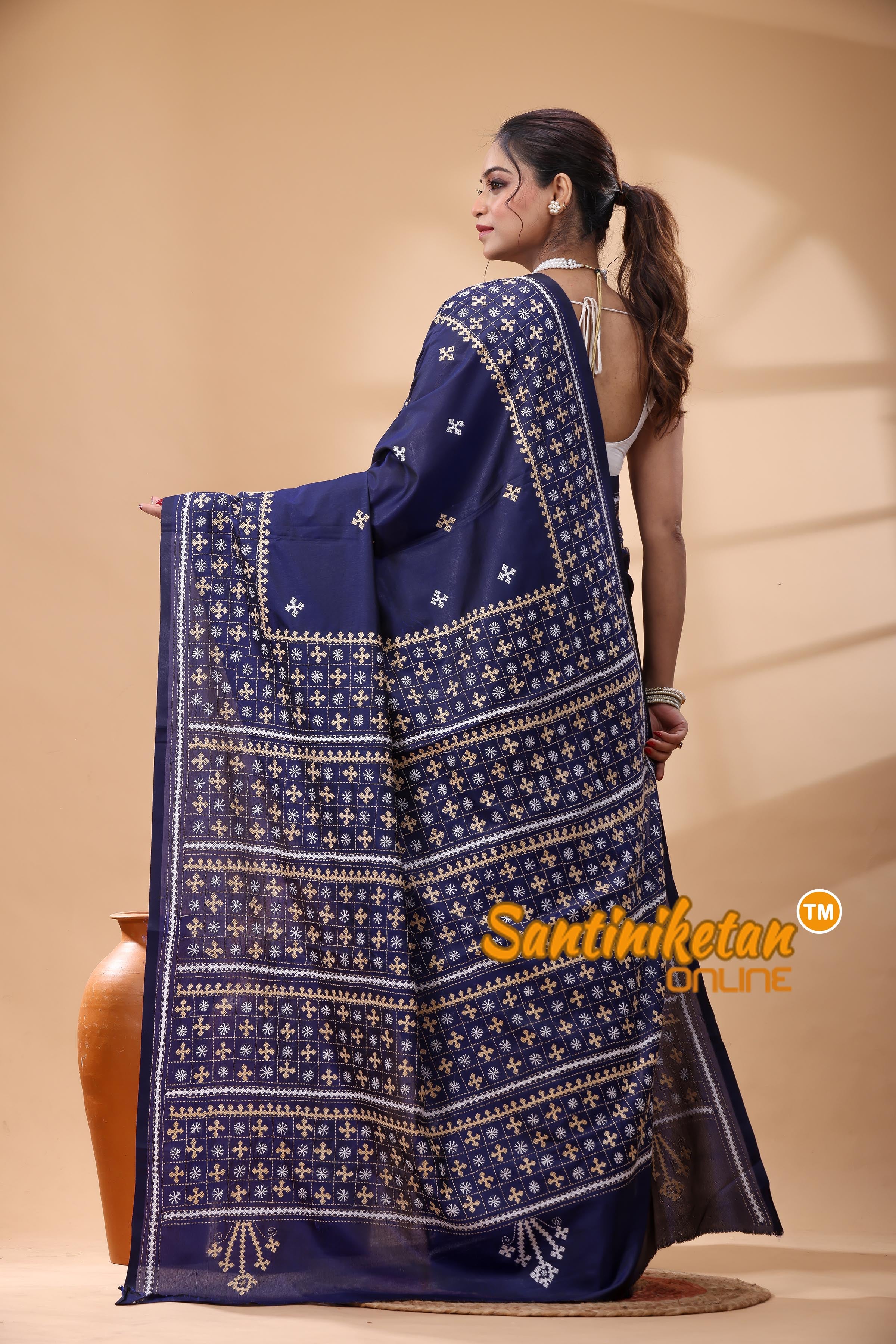 Bangalore Silk Gujrati Stitch Saree