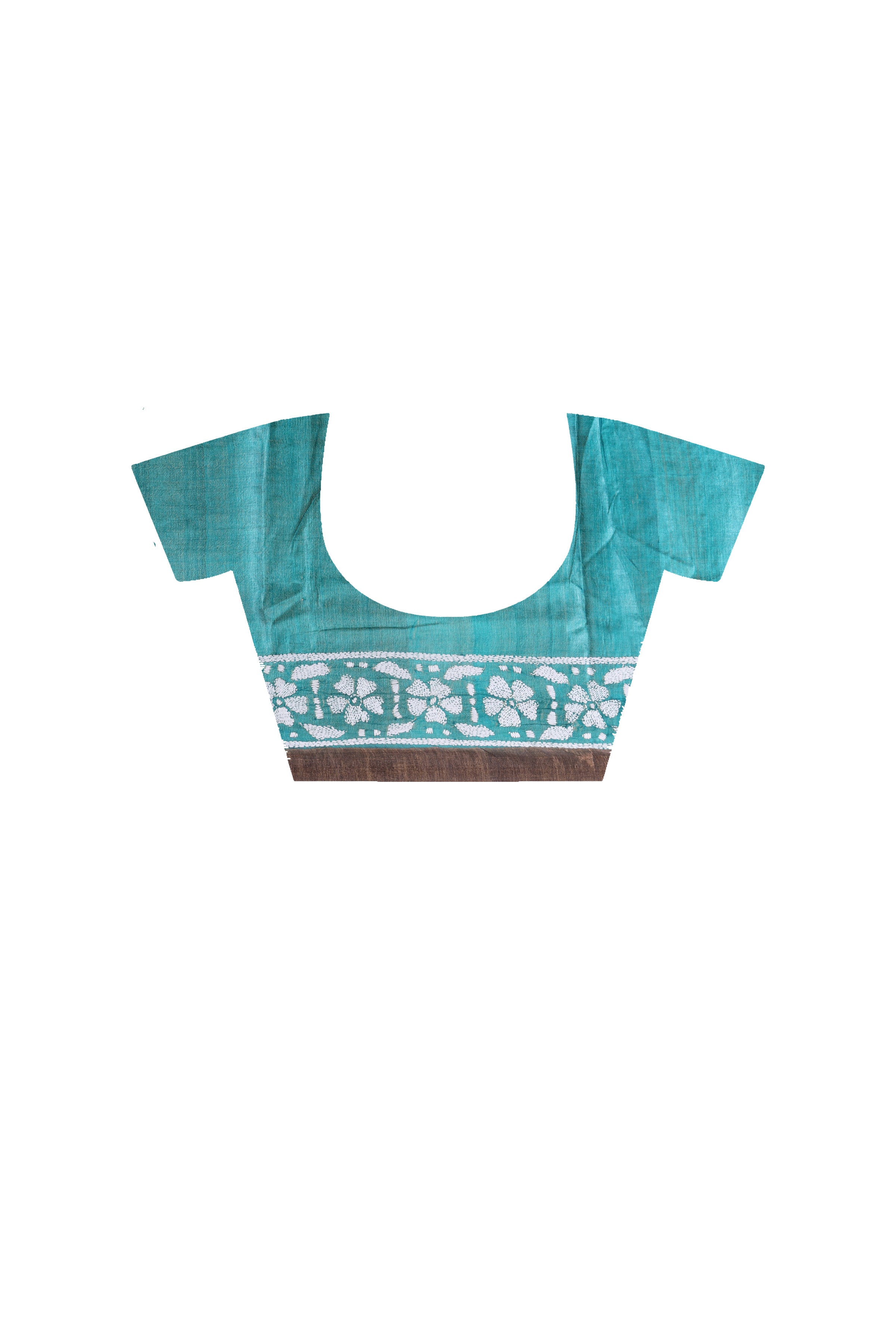 Pure Dye Tussar Silk Kantha Stitch Saree