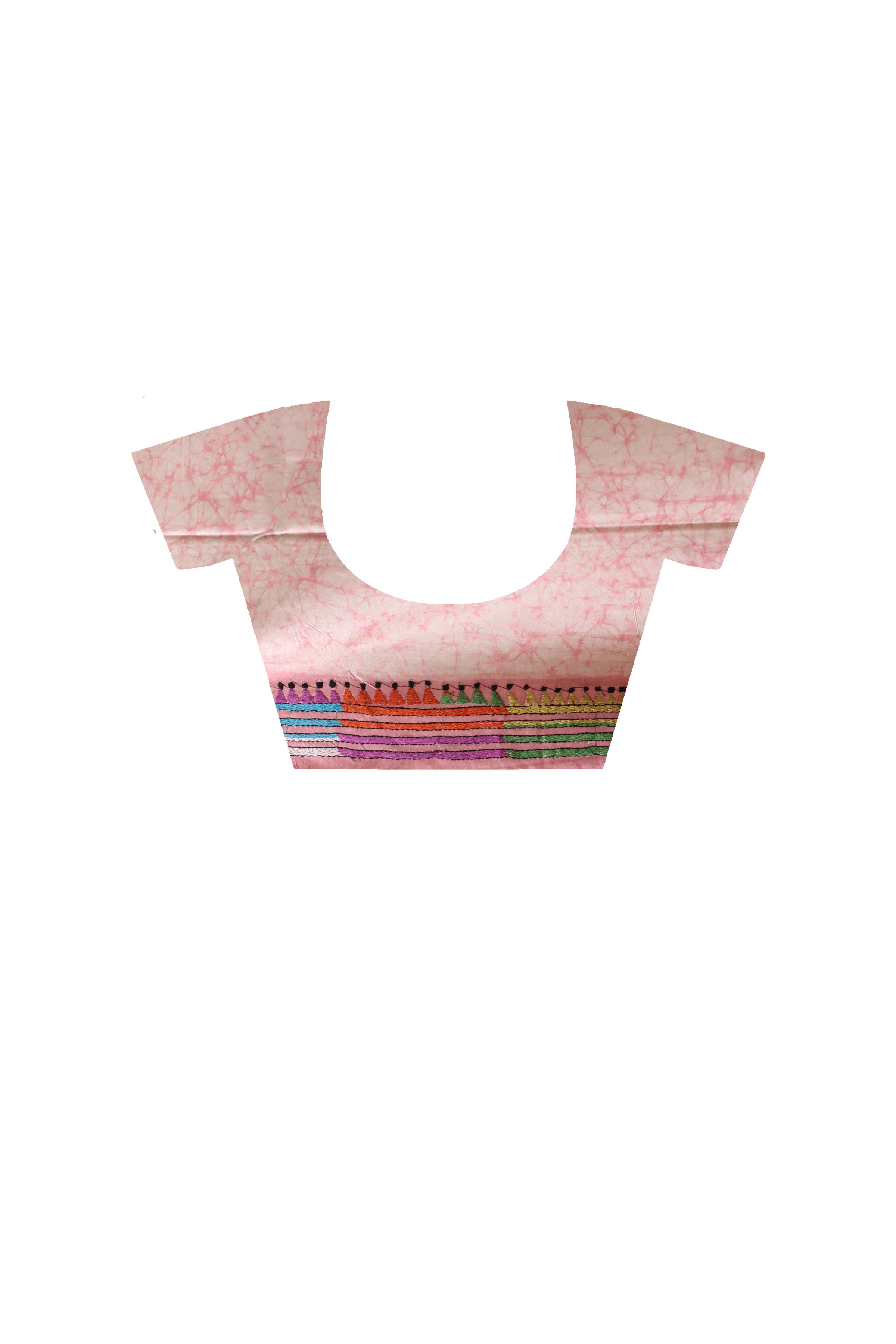 Bangalore Silk Batik Kantha Stitch Saree