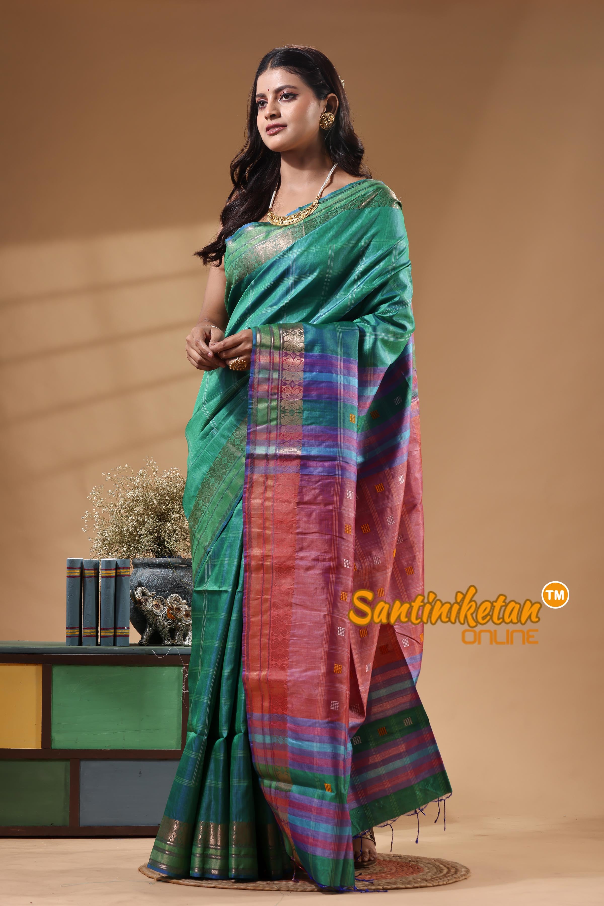 Bishnupuri Katan Silk Handwoven Design Saree