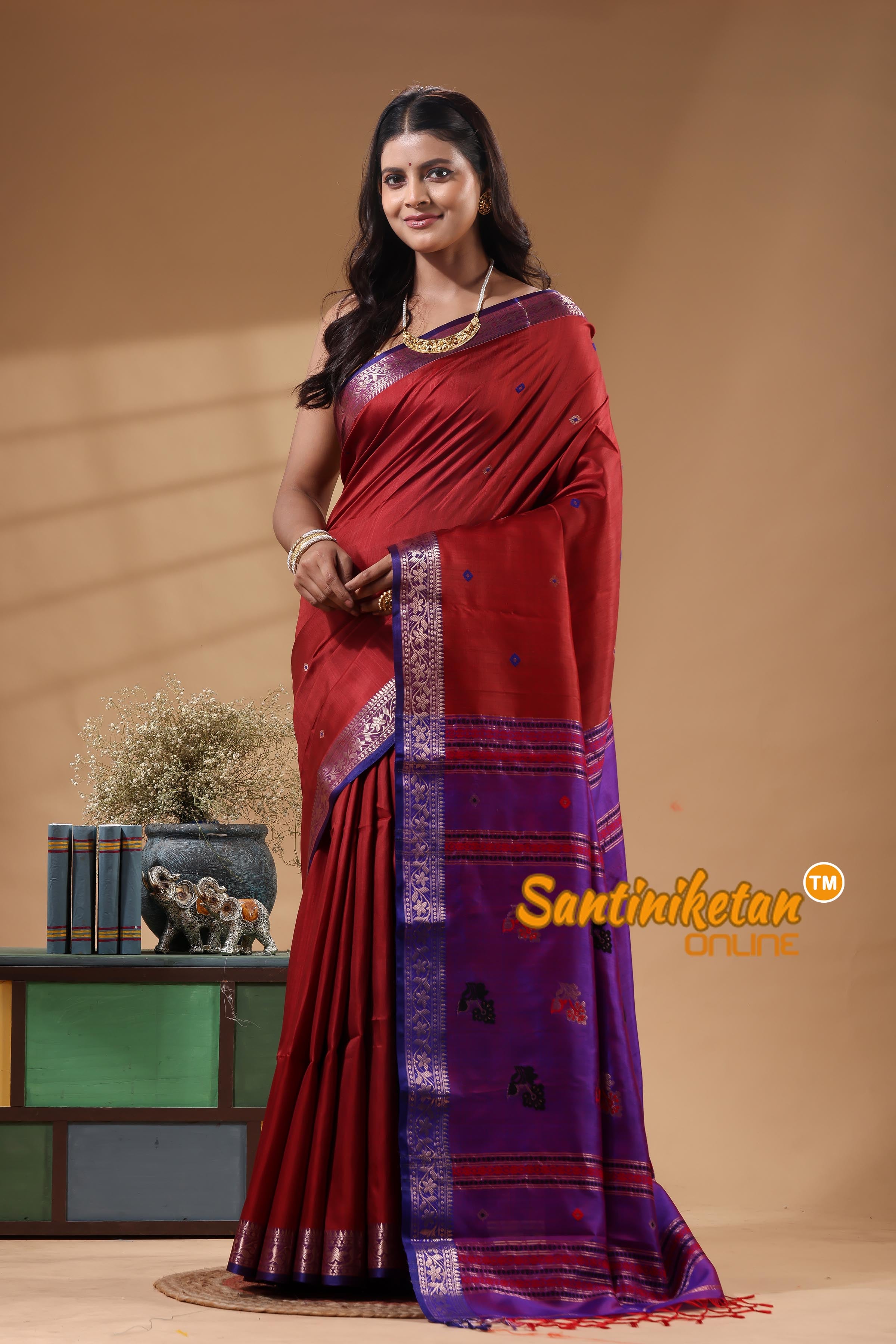 Bishnupuri Katan Silk Handwoven Design Saree