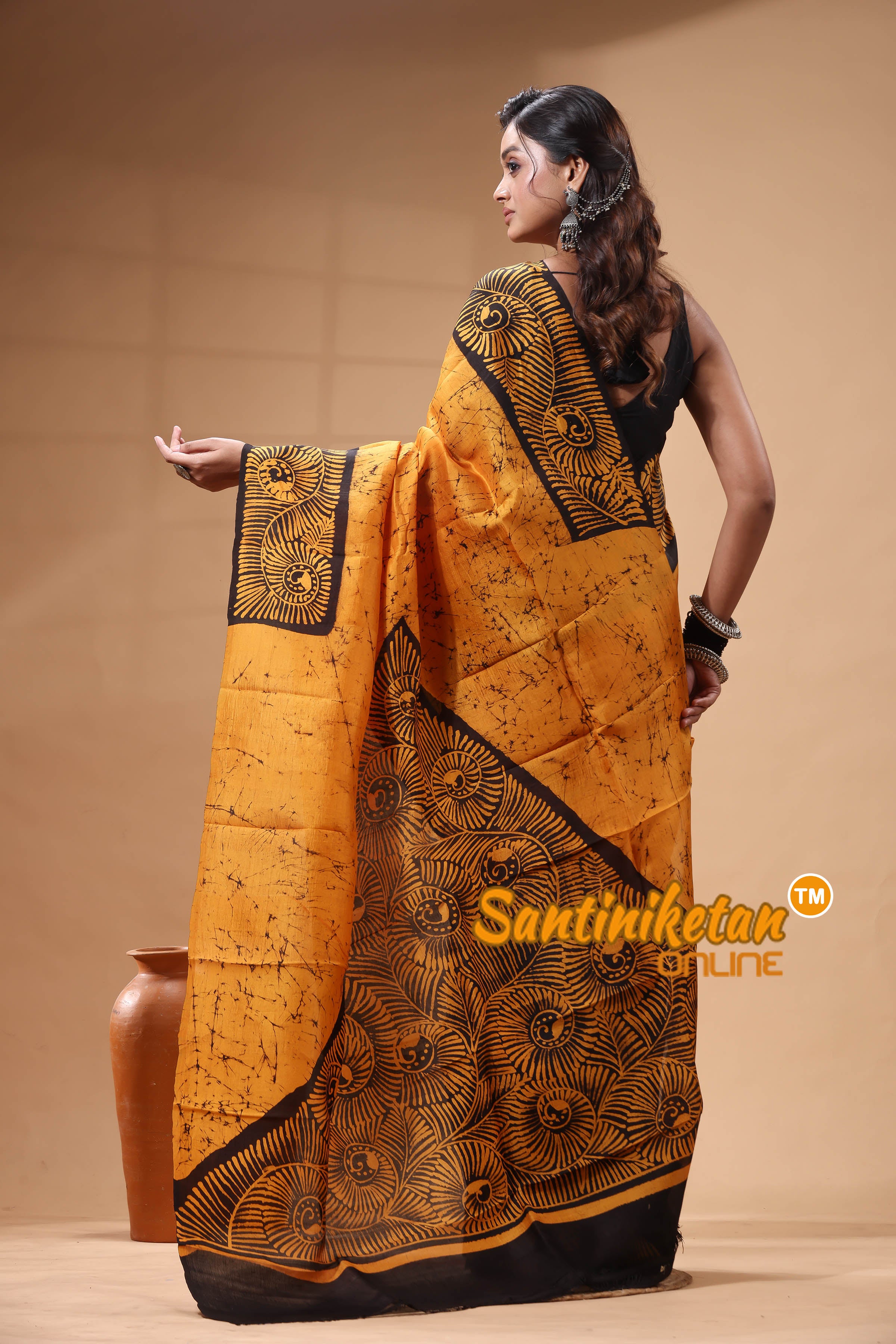 Hand Batik On Murshidabad Silk Saree SN2629930