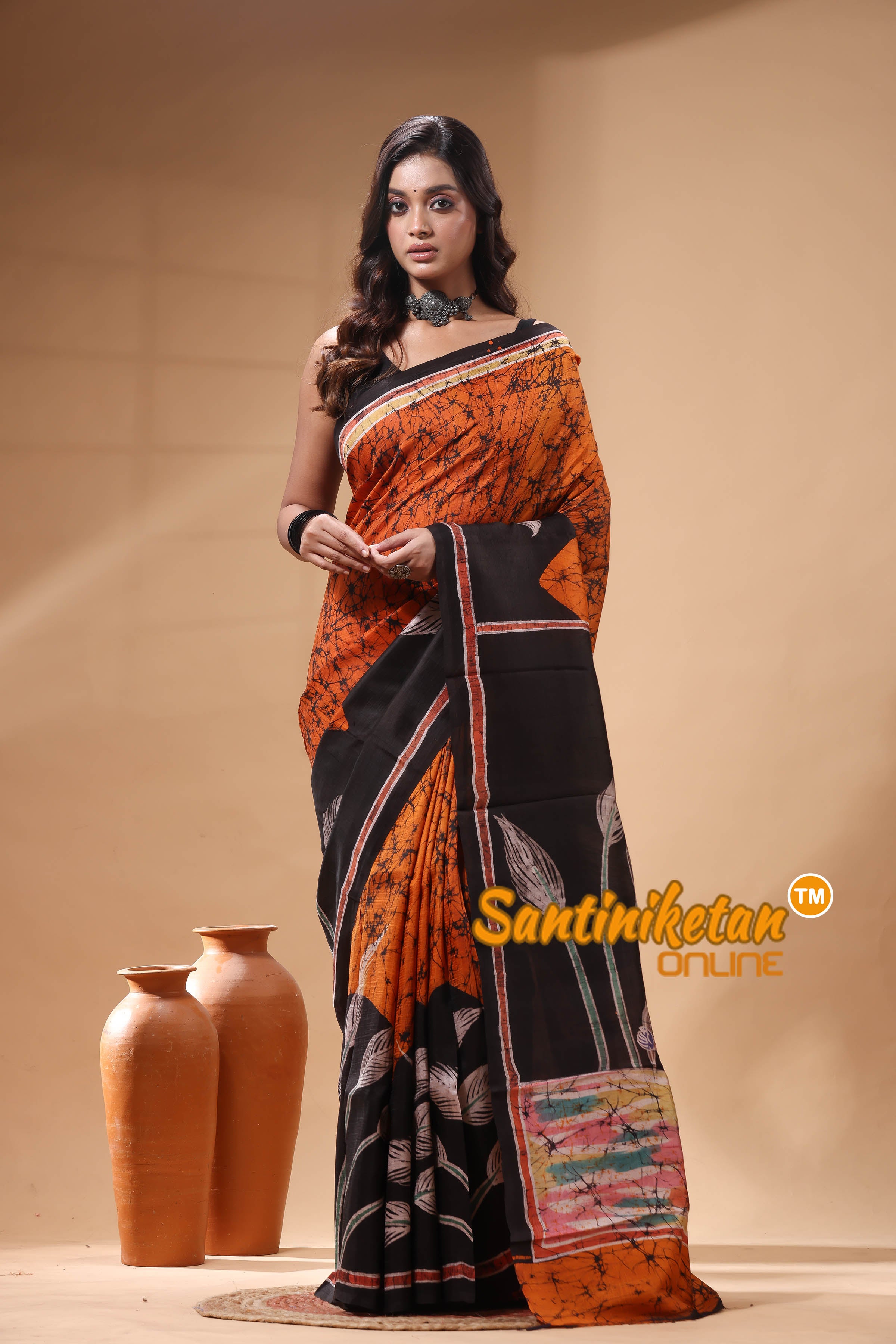 Hand Batik On Murshidabad Silk Saree SN2630058