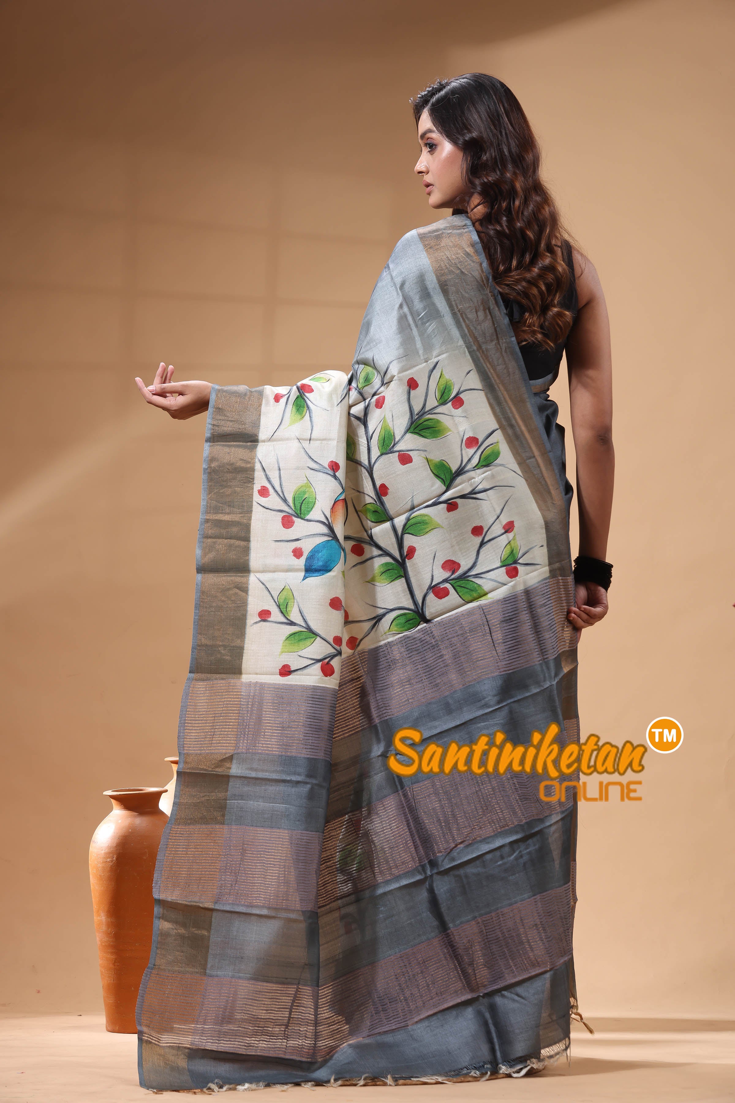 Pure Zari Tussar Hand Painted Saree SN2630119