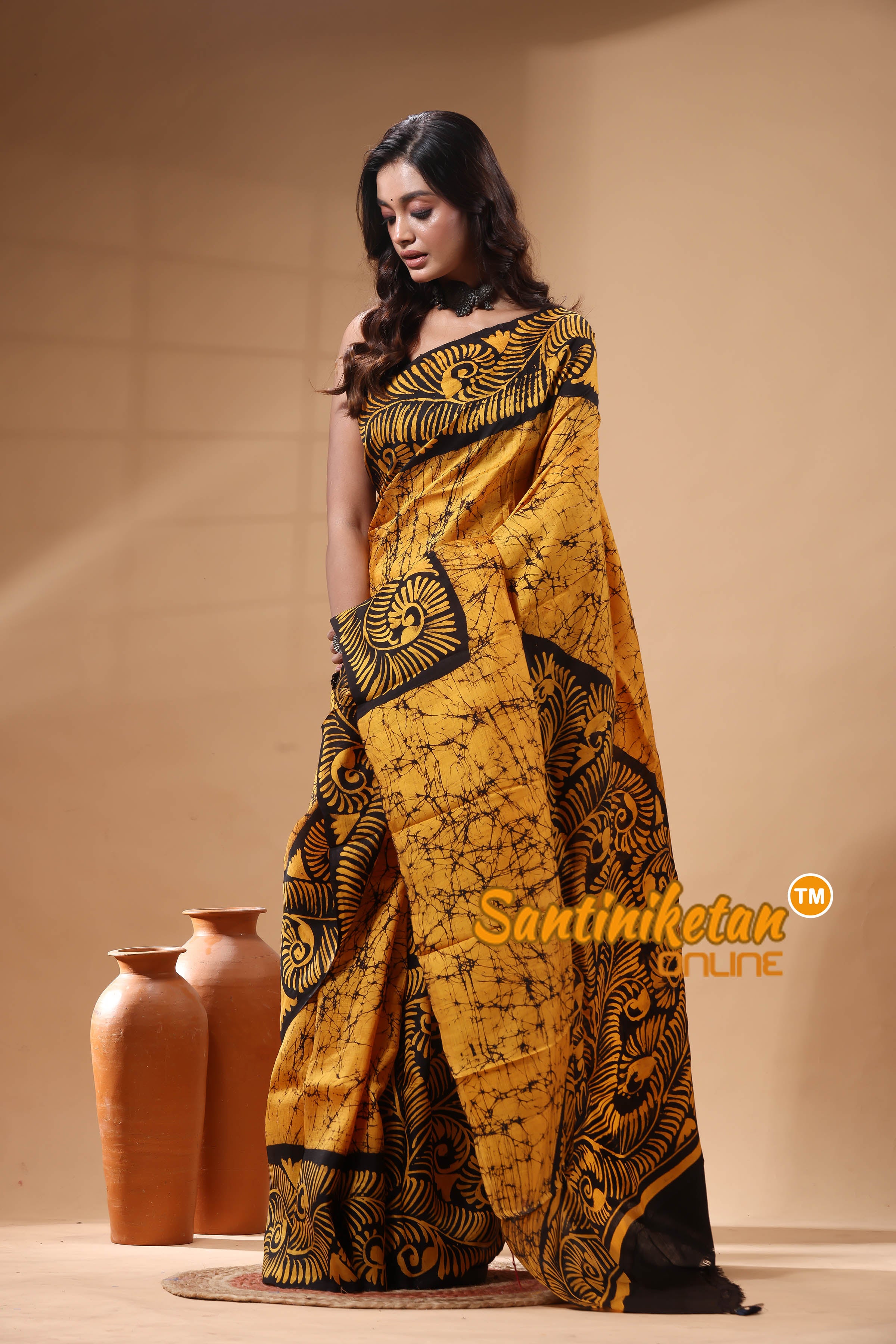 Hand Batik On Murshidabad Silk Saree SN2630155