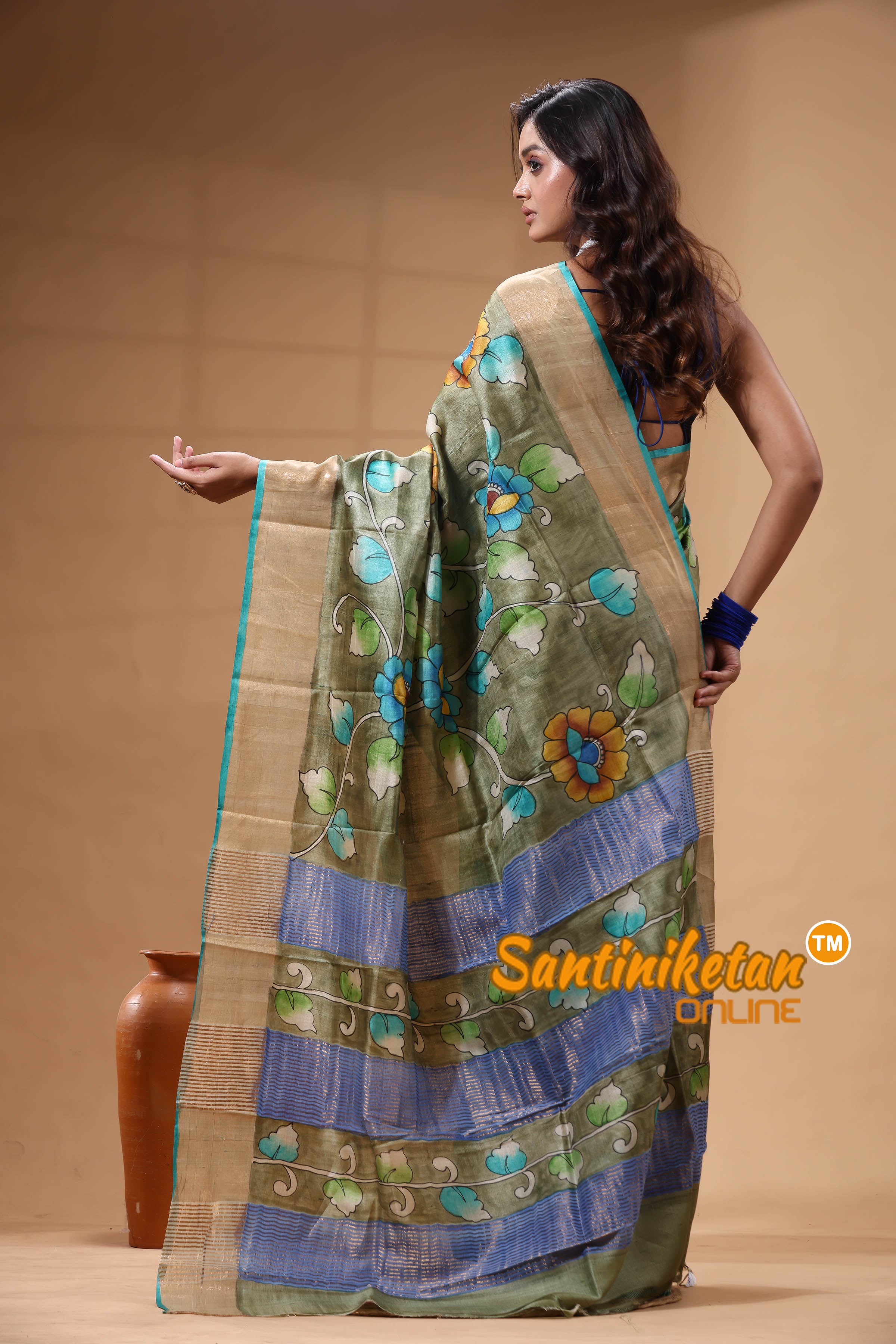 Pure Zari Tussar Hand Painted Saree SN2630371