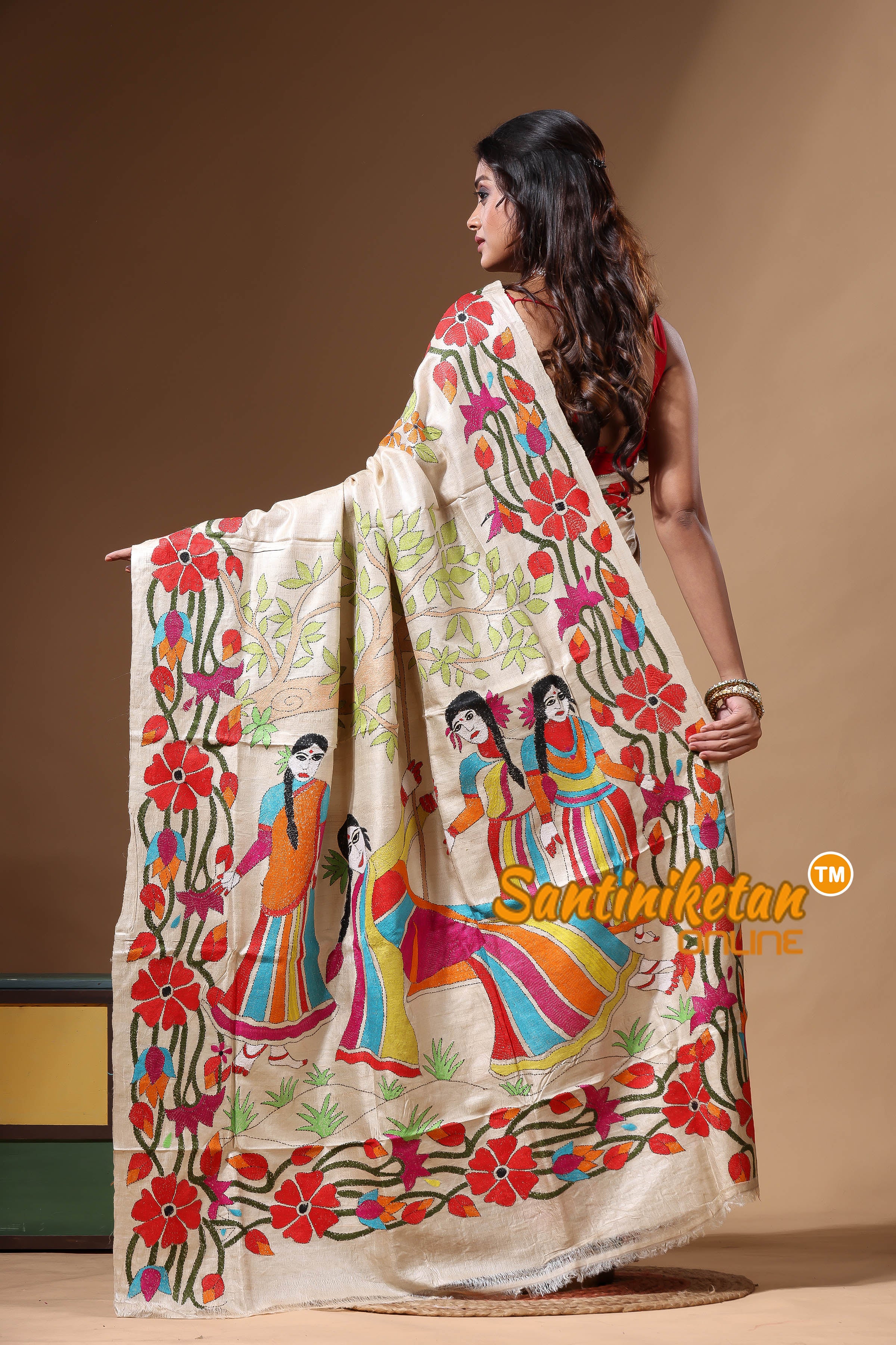 Pure Gachi Tussar Kantha Stitch Saree SN2630637