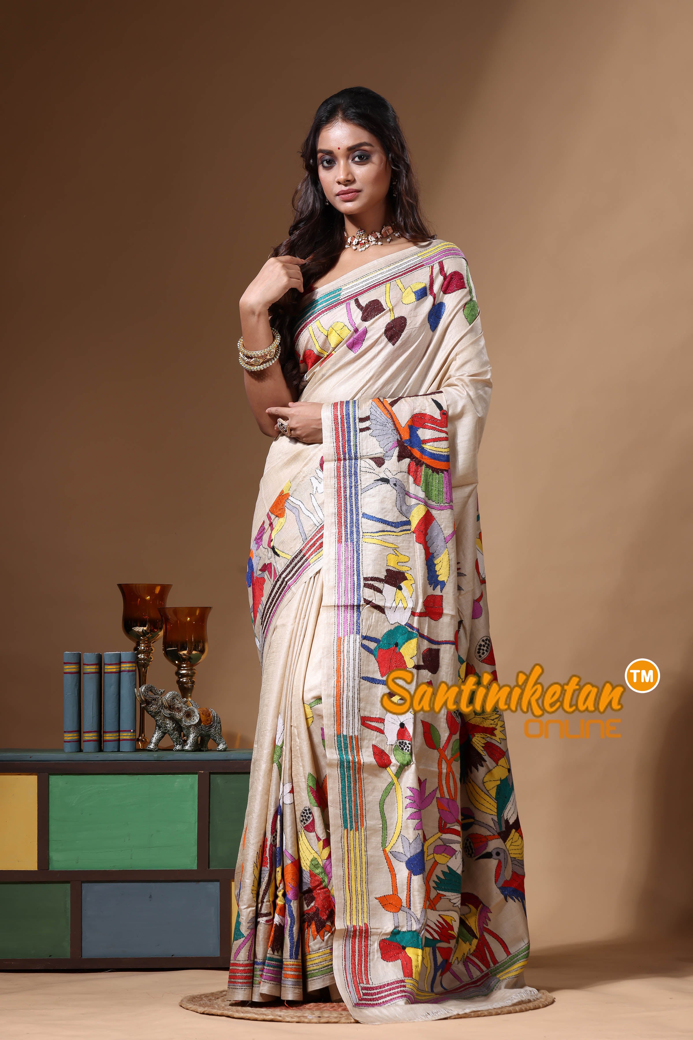 Pure Gachi Tussar Kantha Stitch Saree SN2630643