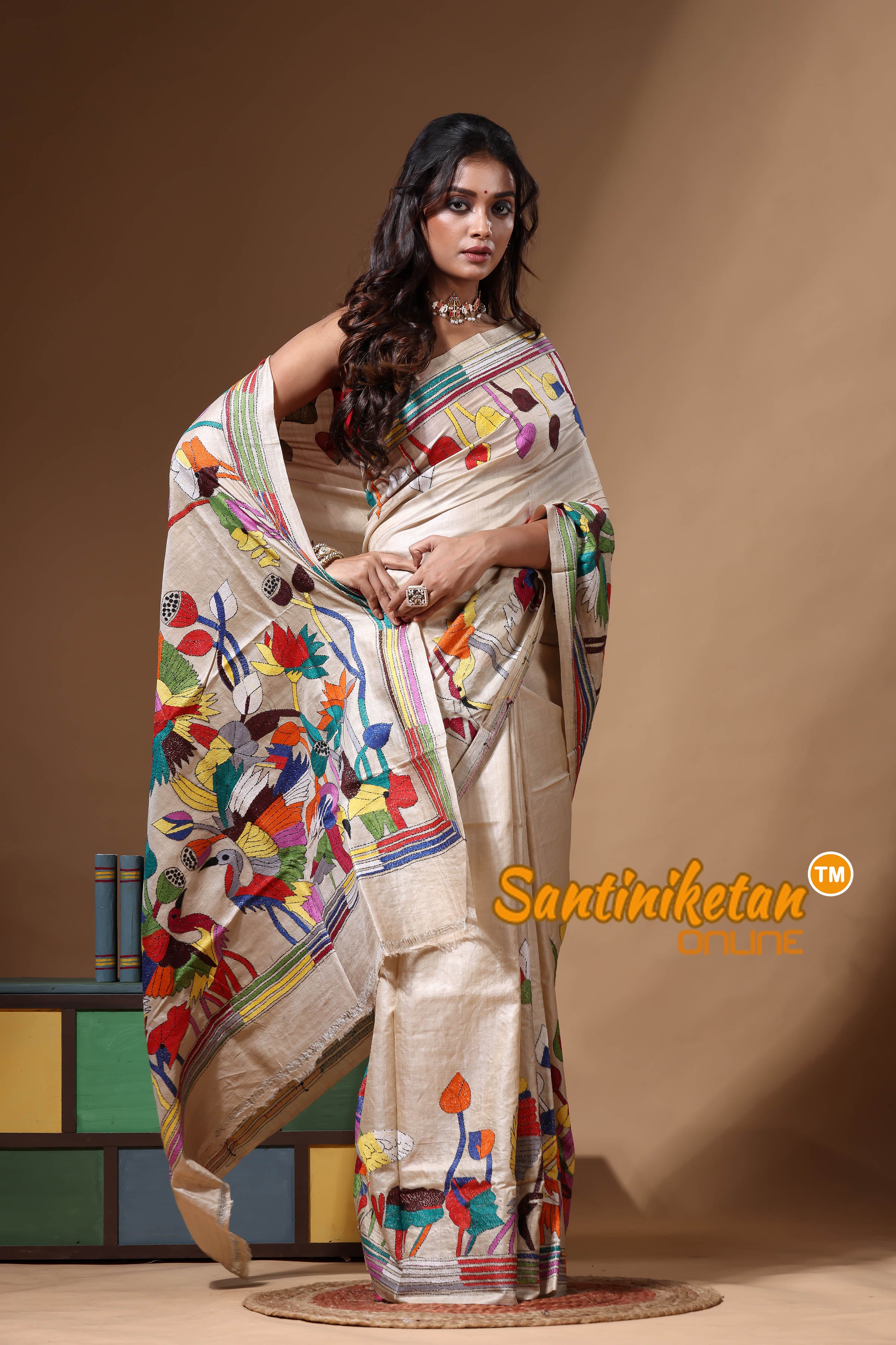 Pure Gachi Tussar Kantha Stitch Saree SN2630643