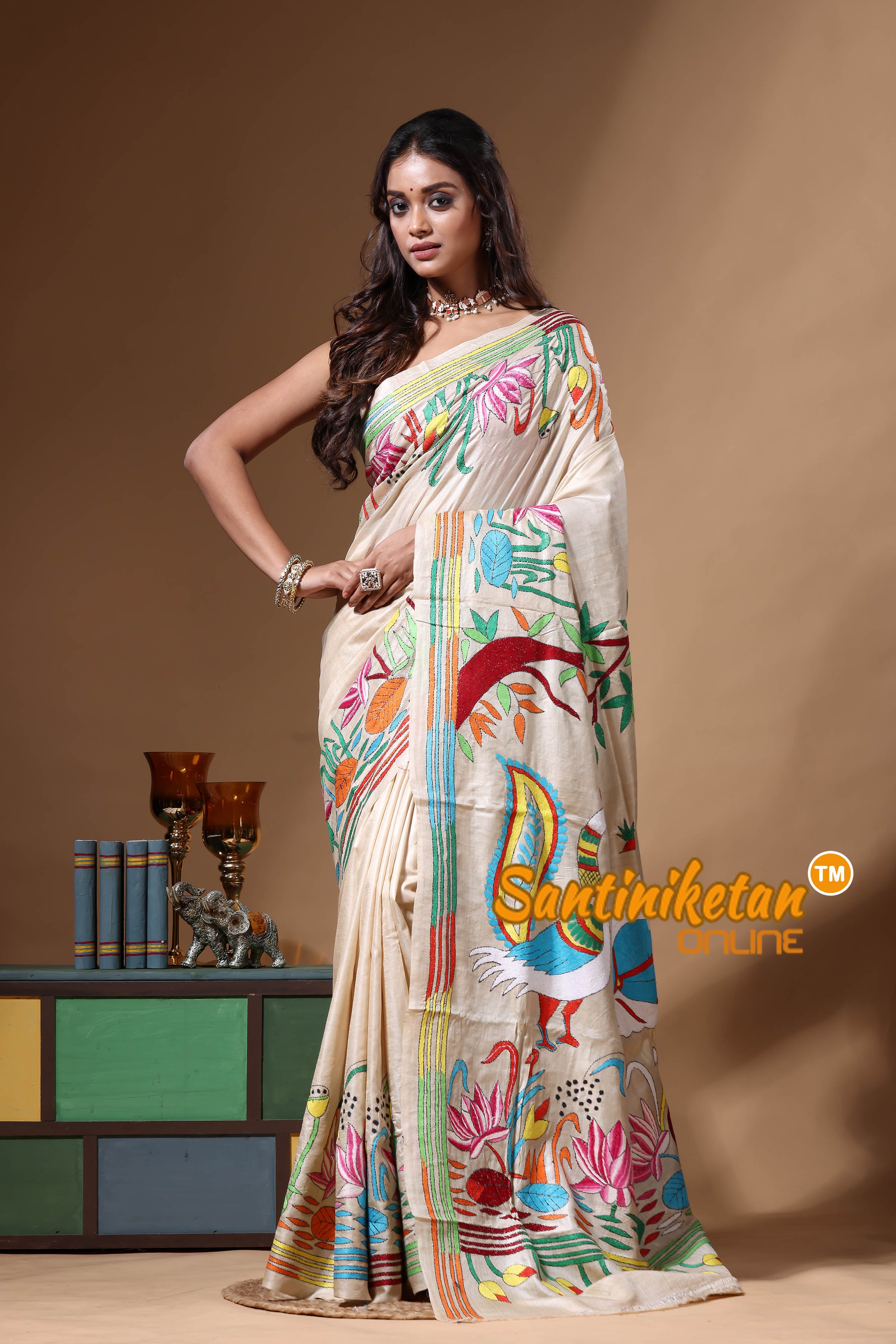 Pure Gachi Tussar Kantha Stitch Saree SN2630656