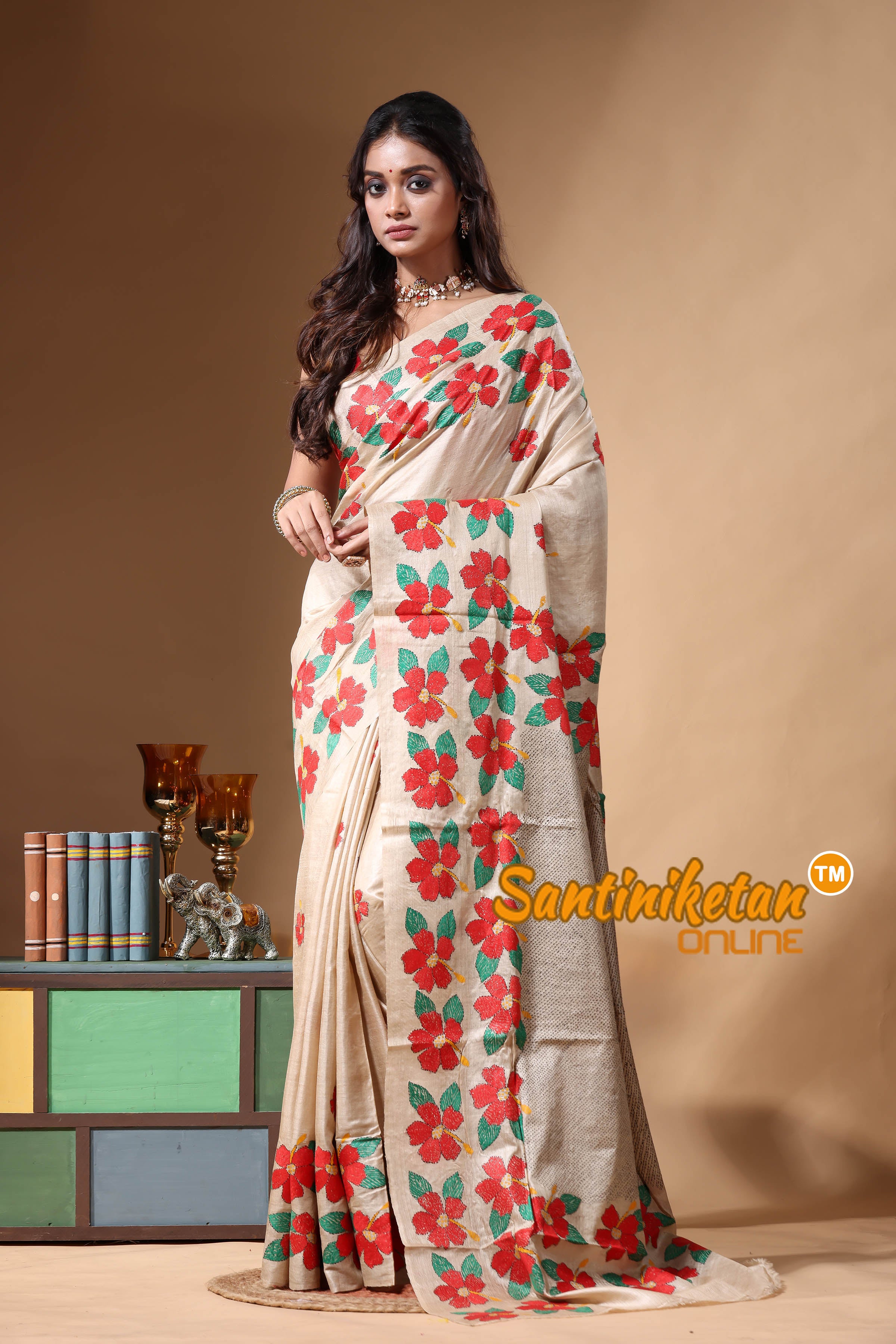 Pure Gachi Tussar Kantha Stitch Saree SN2630680
