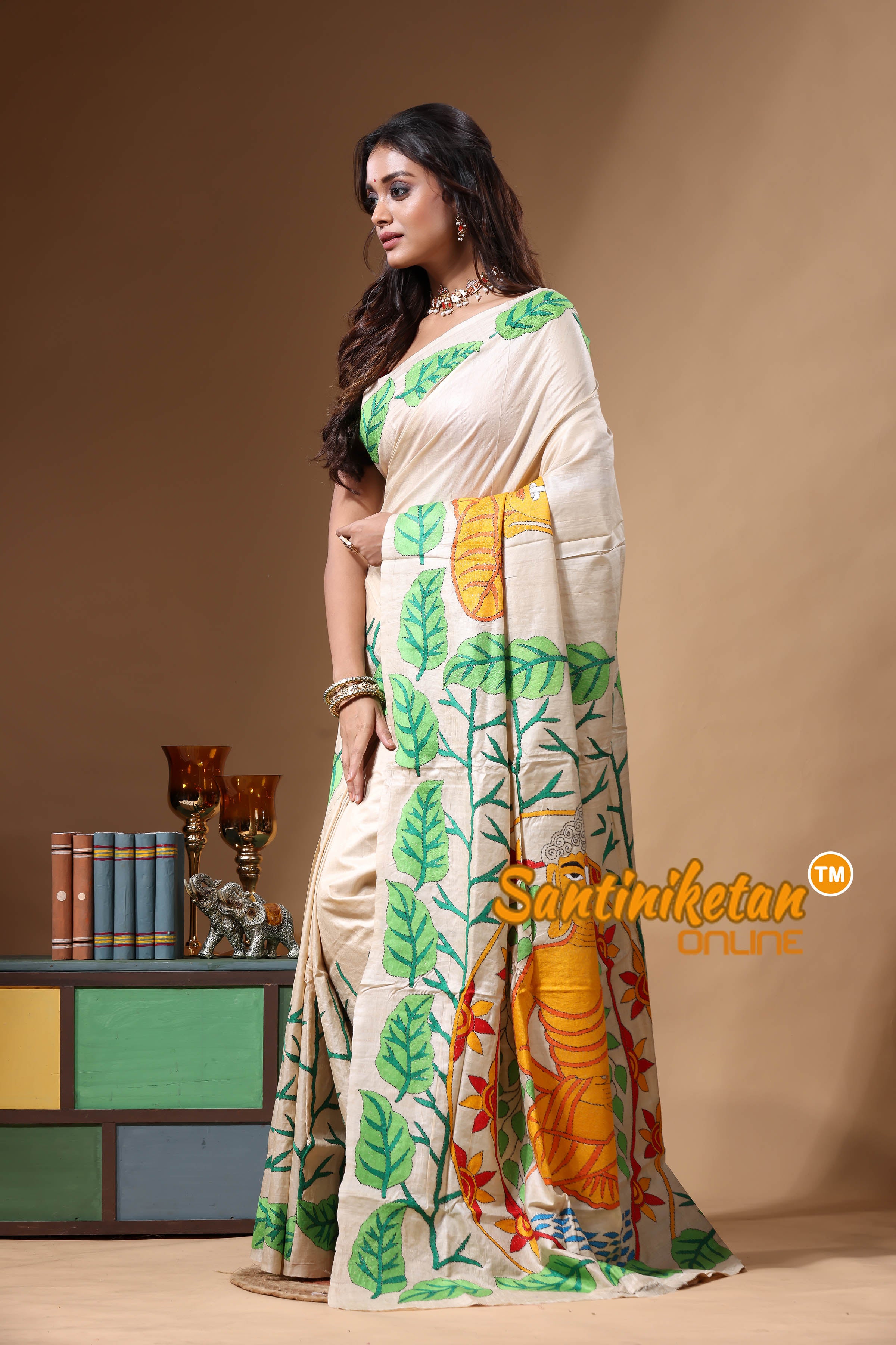 Pure Gachi Tussar Kantha Stitch Saree SN2630687
