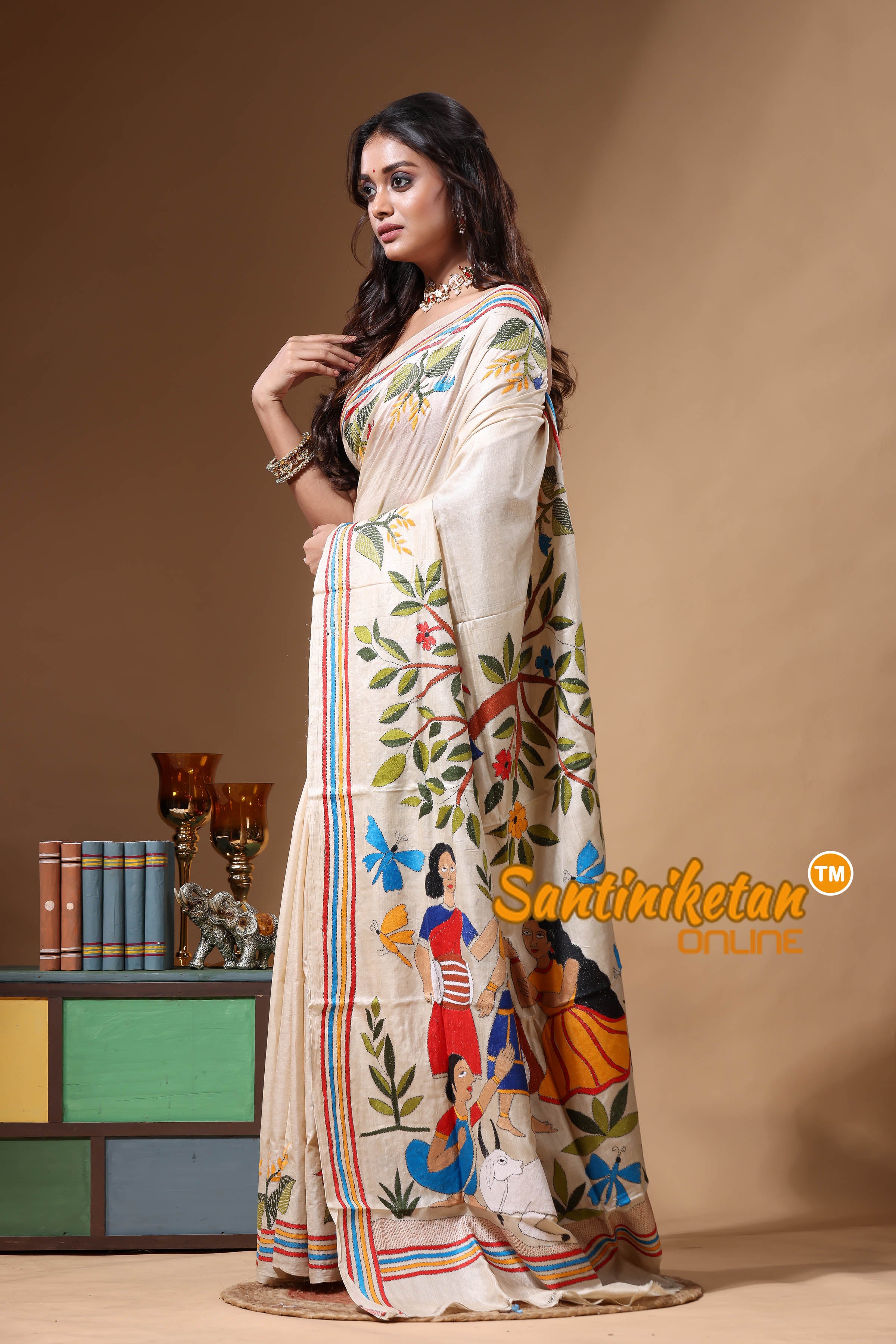Pure Gachi Tussar Kantha Stitch Saree SN2630699