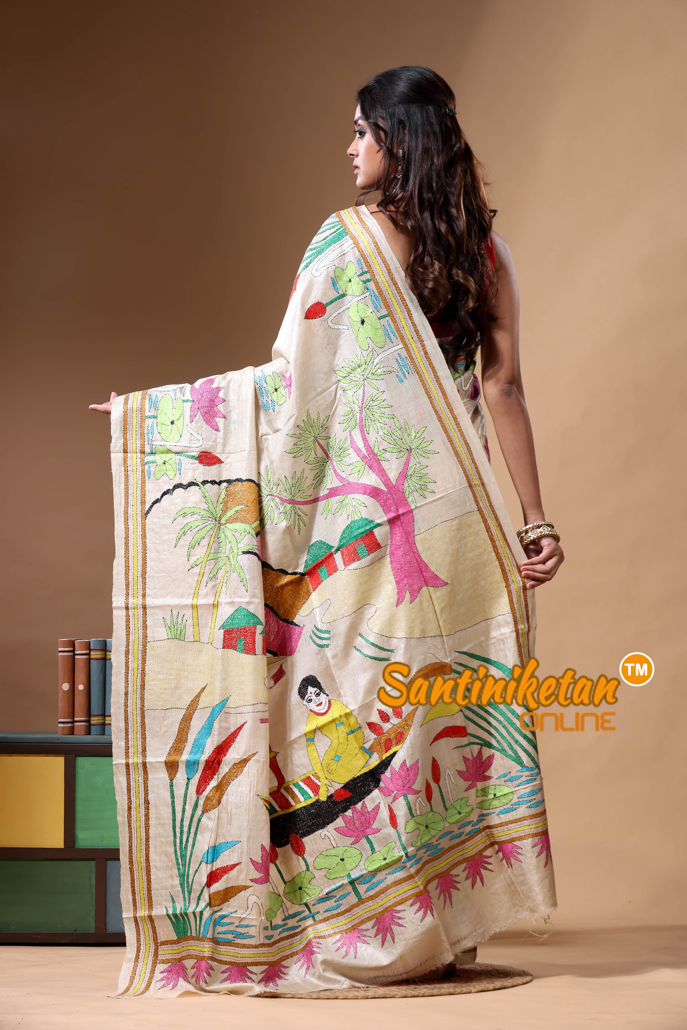 Pure Gachi Tussar Kantha Stitch Saree SN2630759