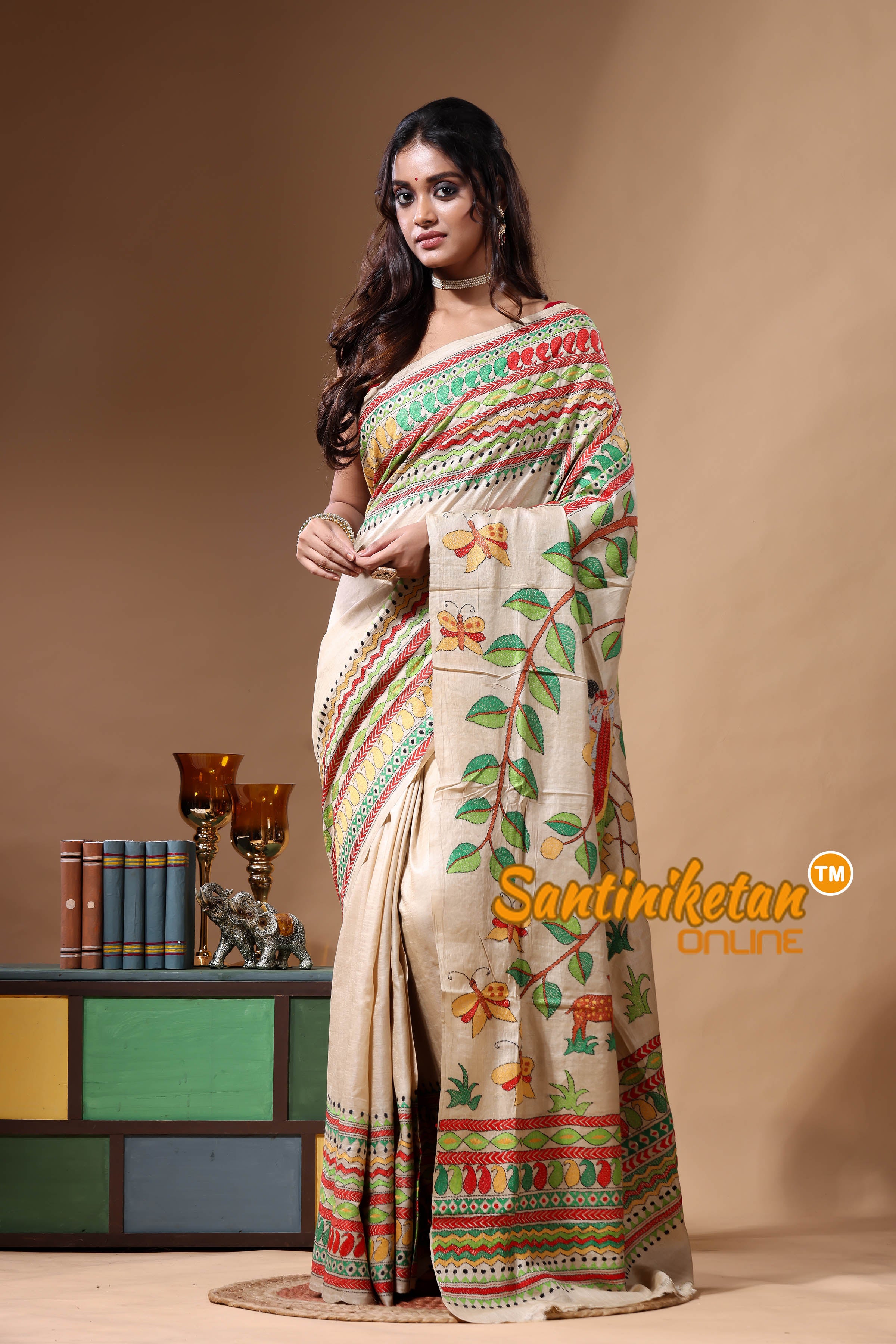 Pure Gachi Tussar Kantha Stitch Saree SN2630783