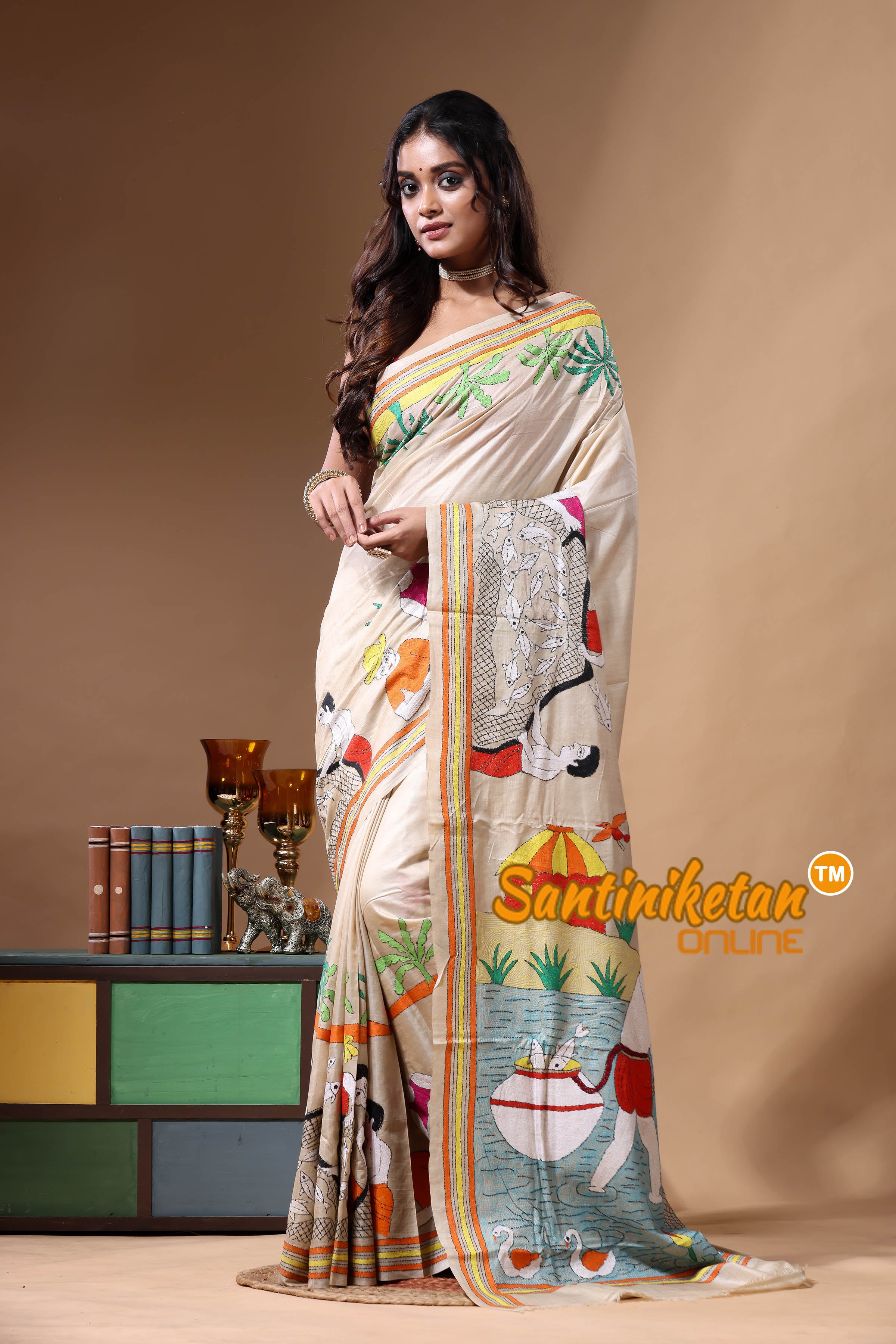 Pure Gachi Tussar Kantha Stitch Saree SN2630795