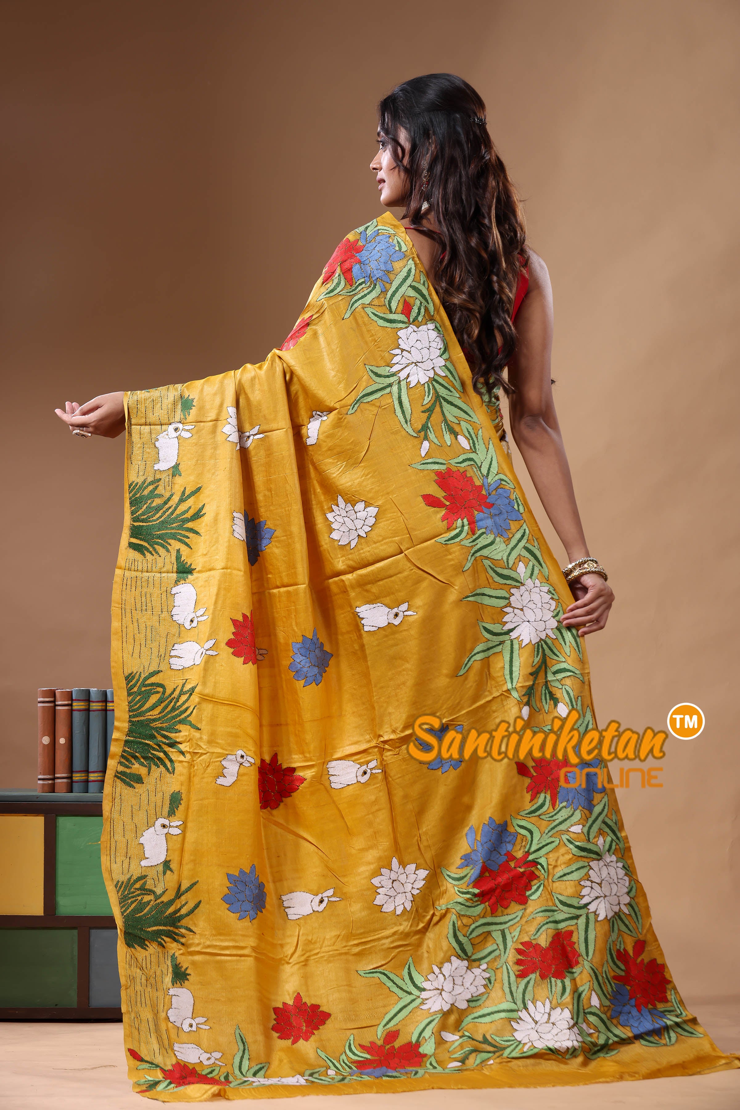 Dye Pure Gachi Tussar Kantha Stitch Saree SN2630824