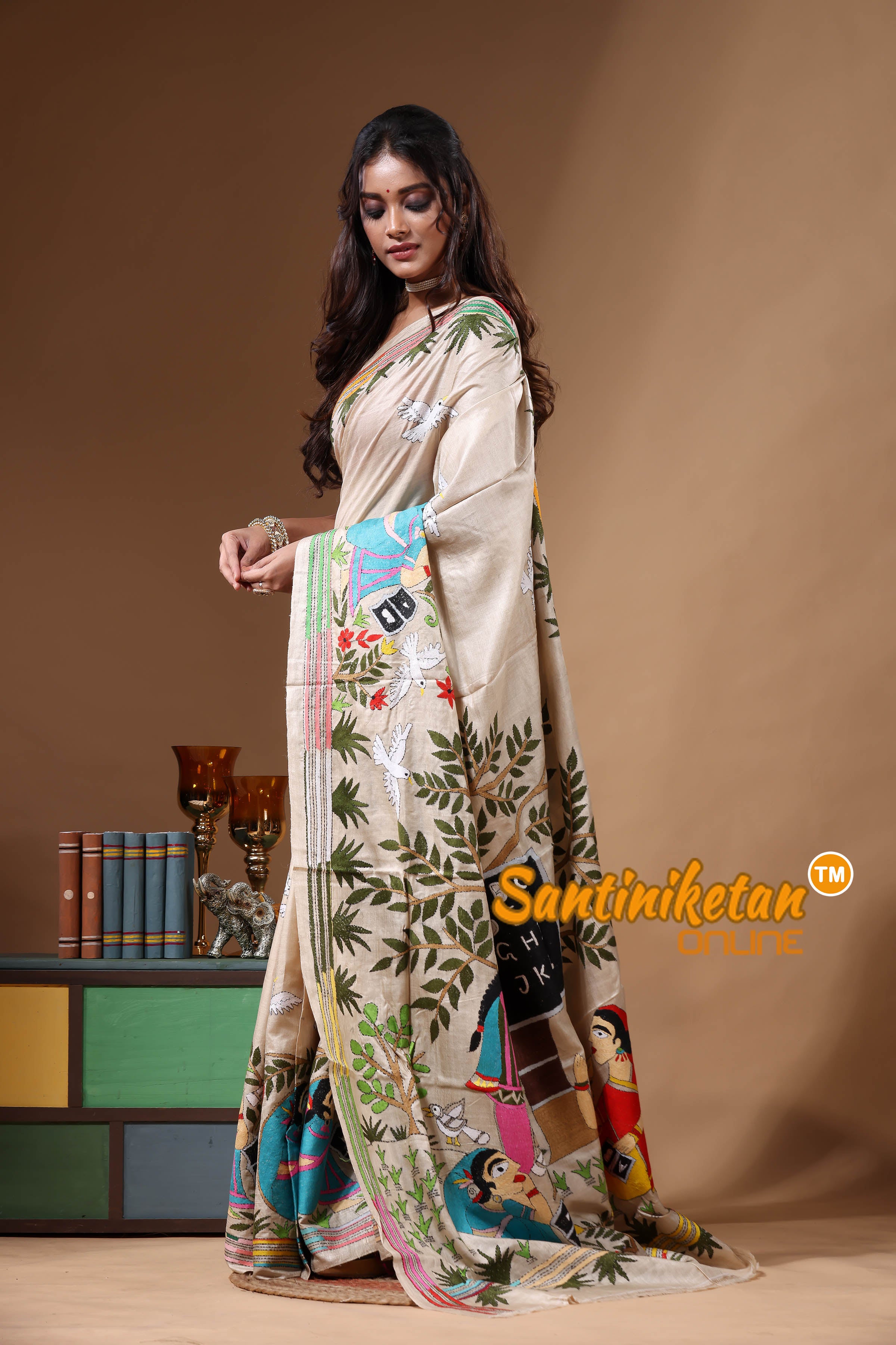 Pure Gachi Tussar Kantha Stitch Saree SN2630842