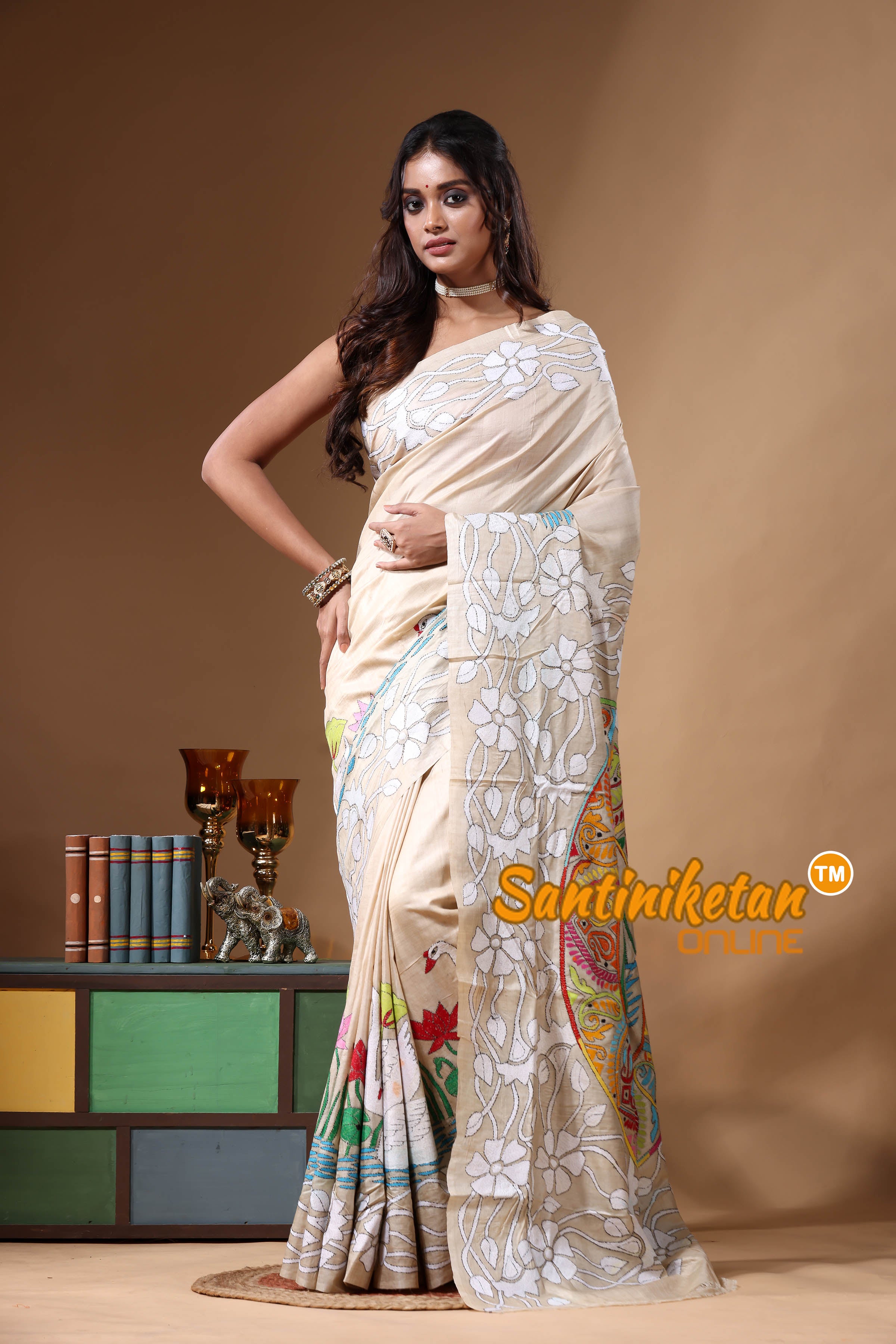 Pure Gachi Tussar Kantha Stitch Saree SN2630896