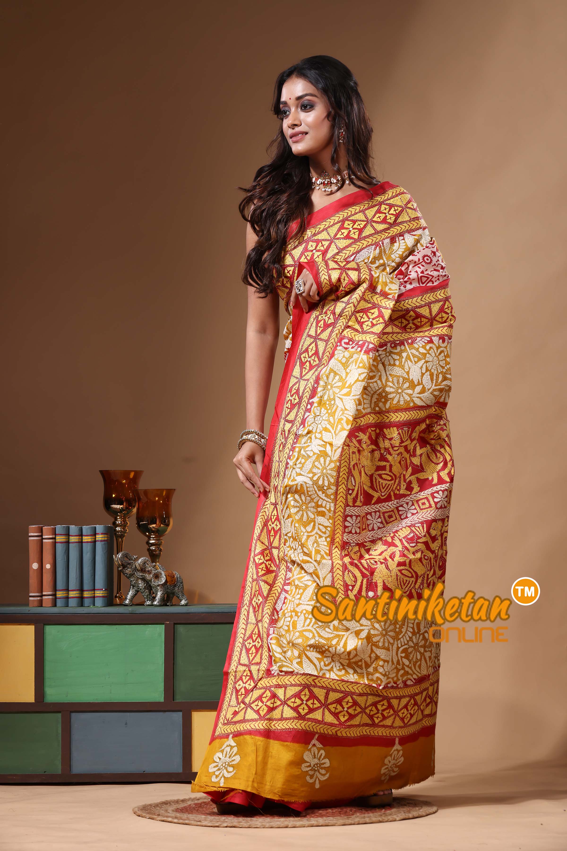 Pure Bangalore Silk Kantha Stitch Saree SN2630937