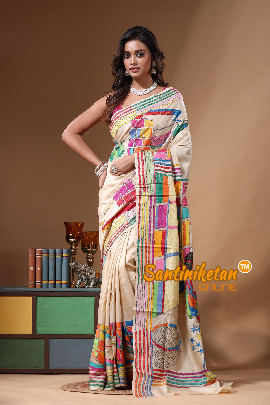 Pure Gachi Tussar Kantha Stitch Saree SN2631214