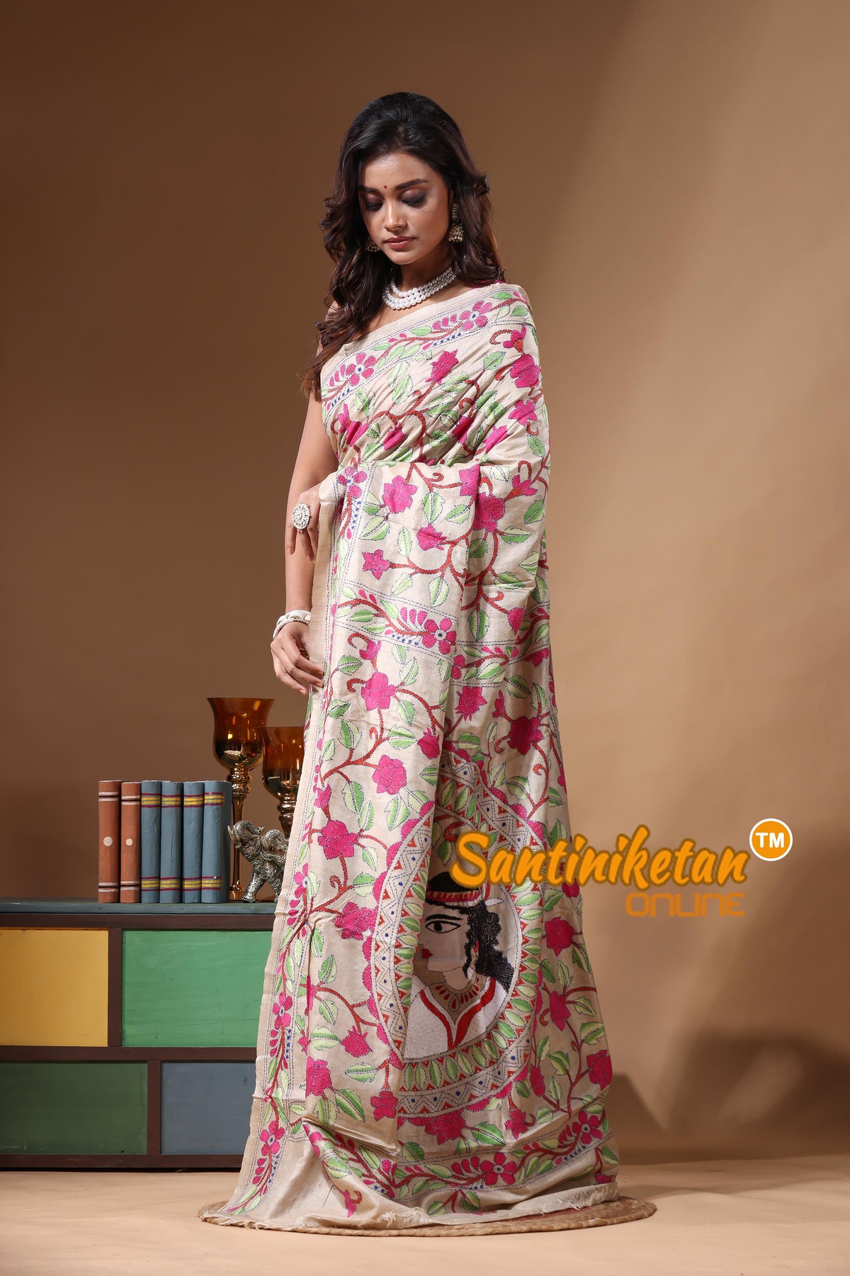 Pure Gachi Tussar Kantha Stitch Saree SN2631220