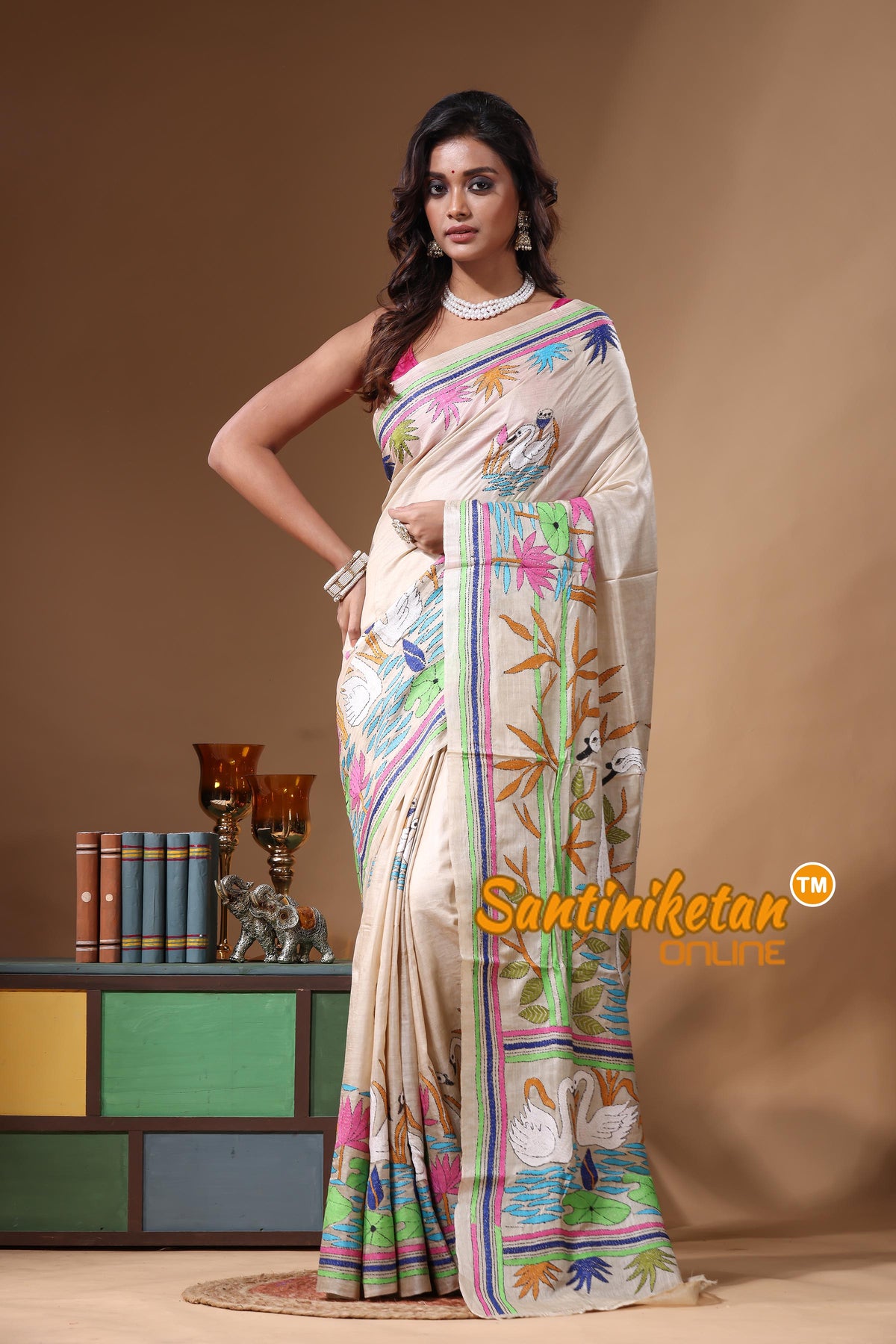 Pure Gachi Tussar Kantha Stitch Saree SN2631239