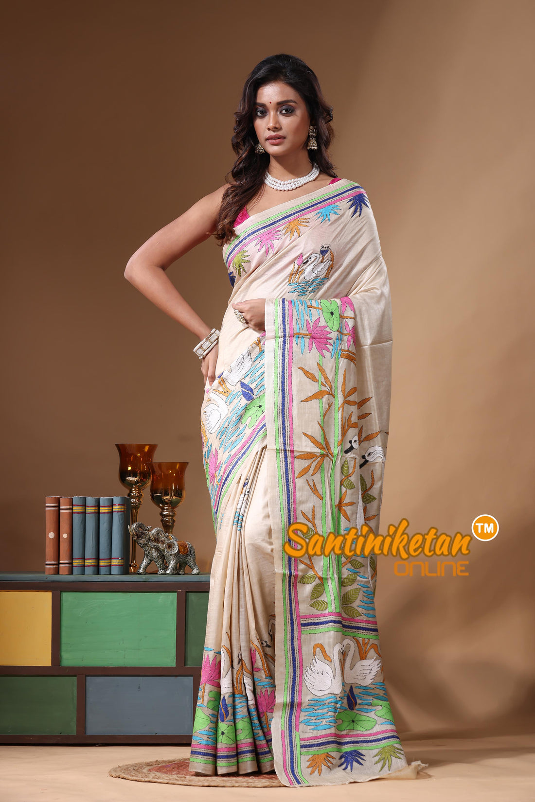 Pure Gachi Tussar Kantha Stitch Saree SN2631239