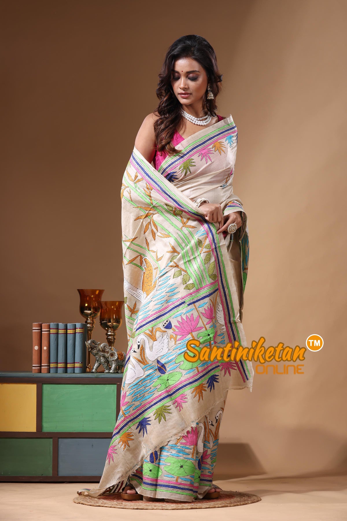 Pure Gachi Tussar Kantha Stitch Saree SN2631239