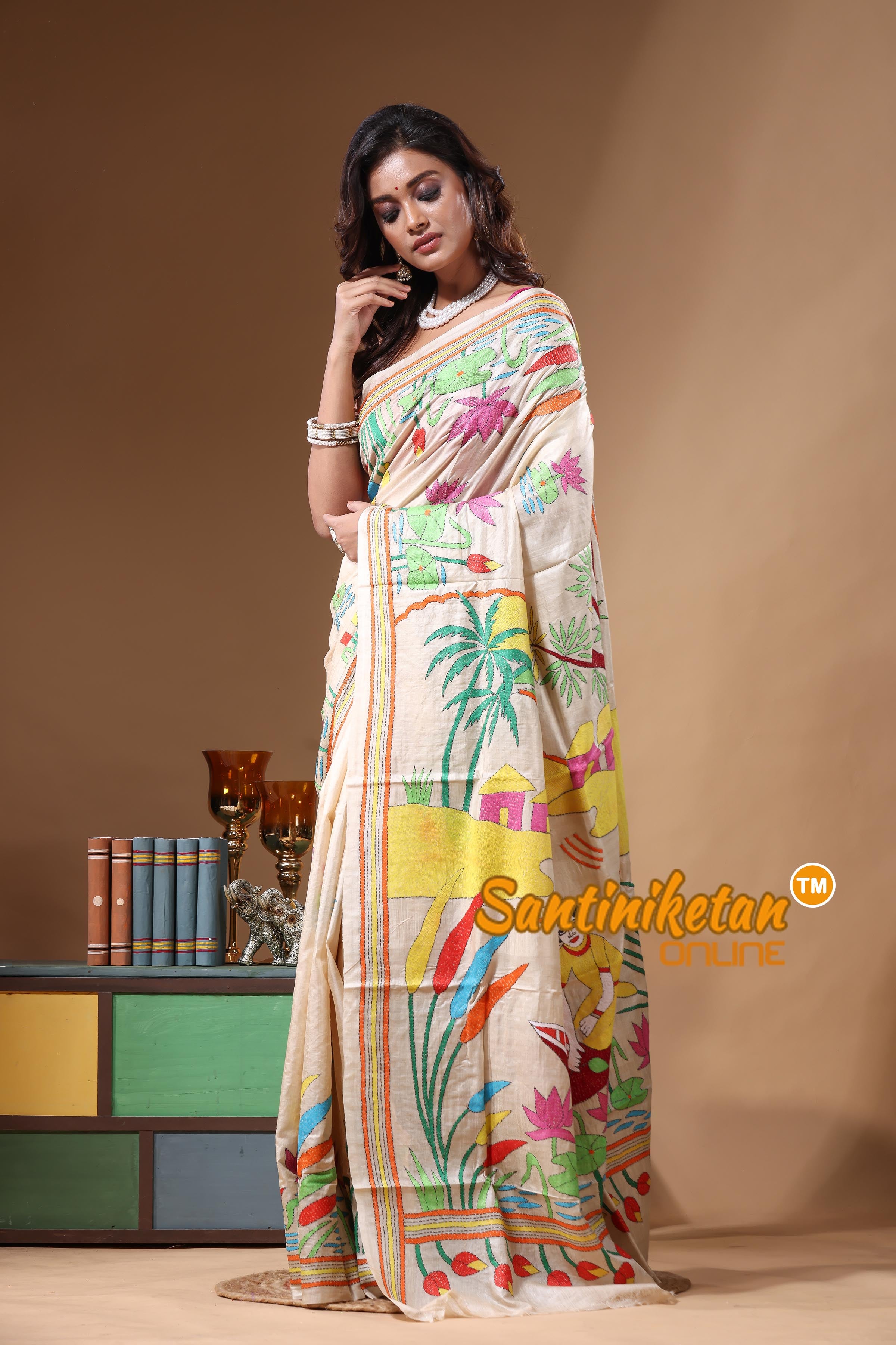 Pure Gachi Tussar Kantha Stitch Saree SN2631280
