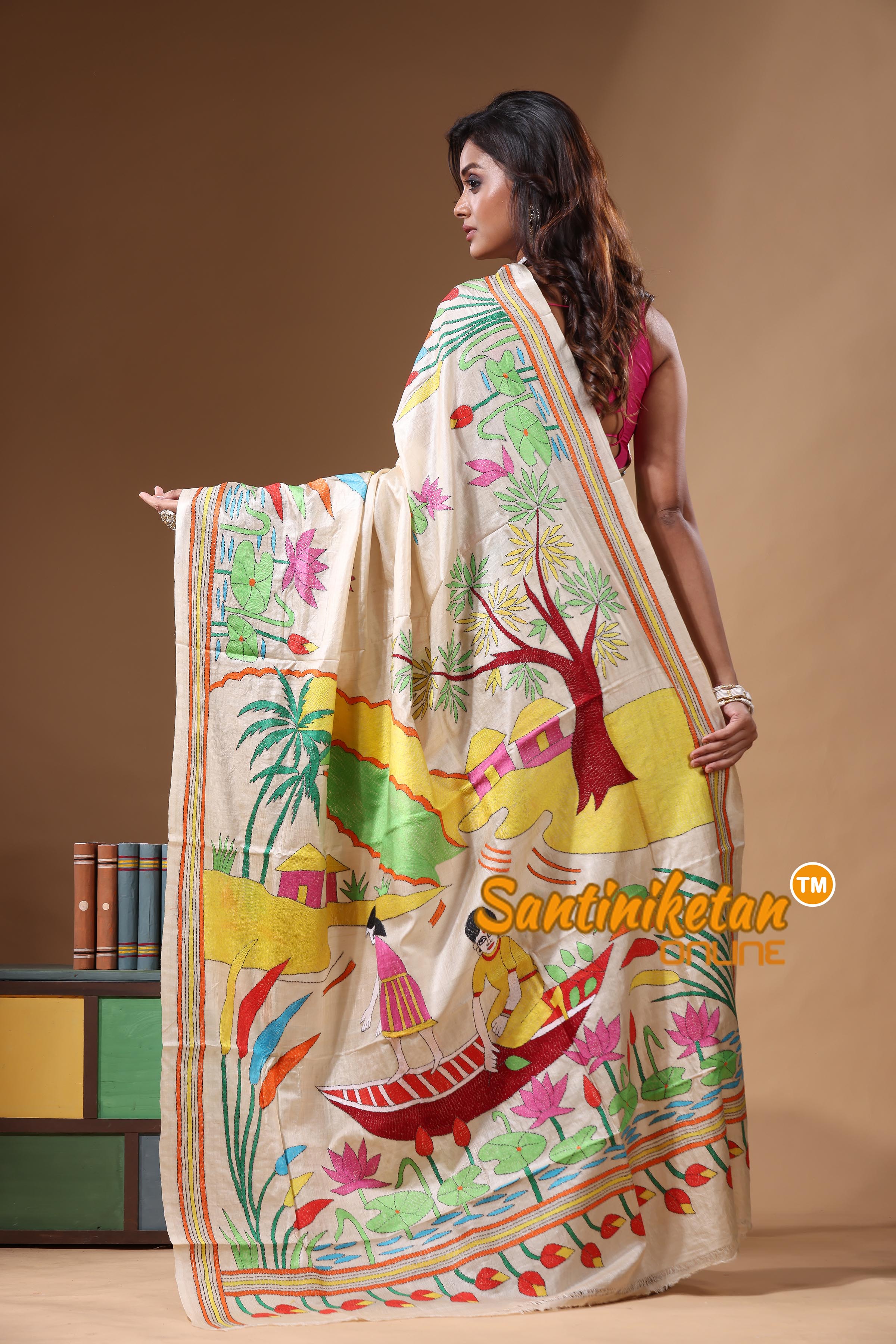 Pure Gachi Tussar Kantha Stitch Saree SN2631280
