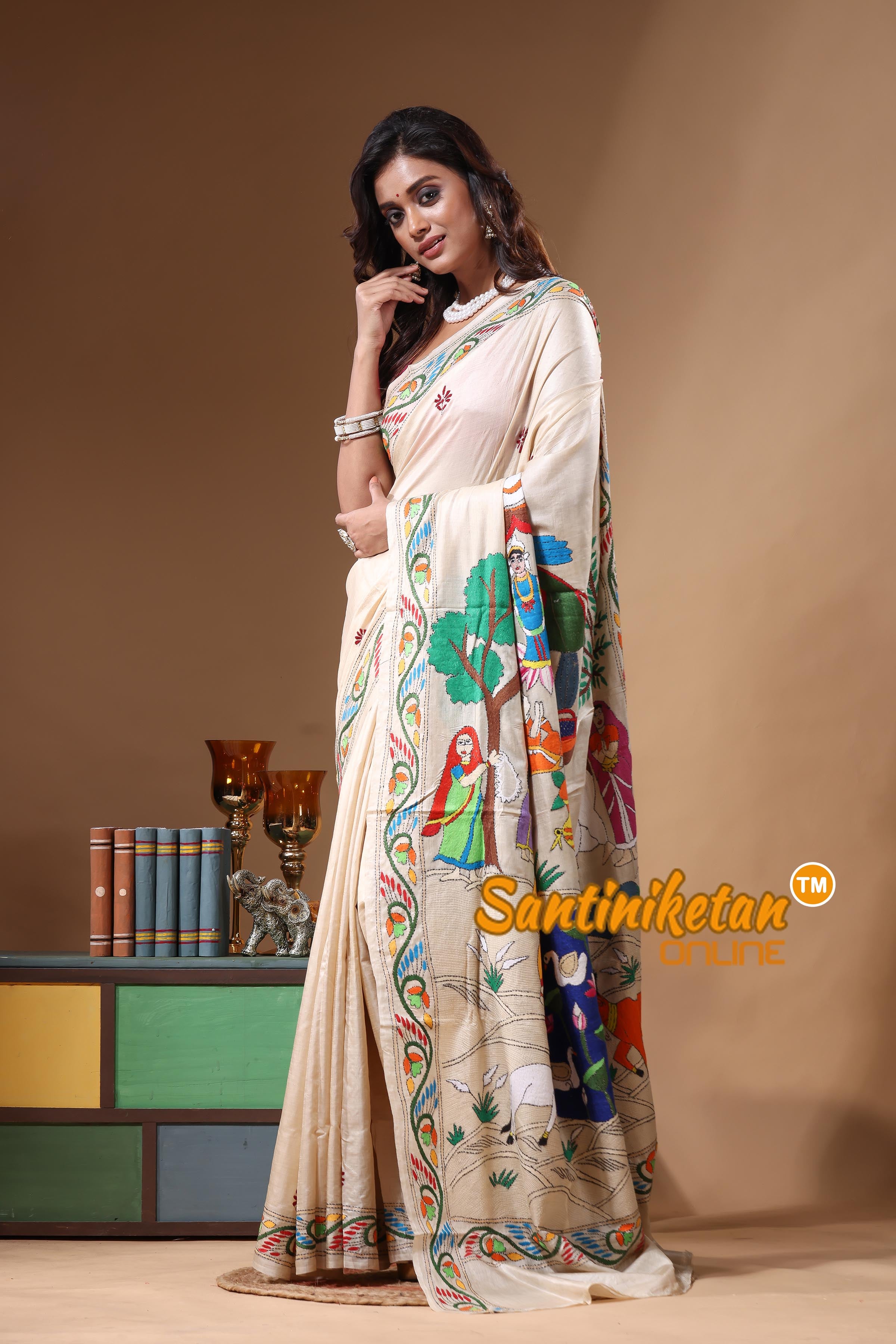 Pure Gachi Tussar Kantha Stitch Saree SN2631310