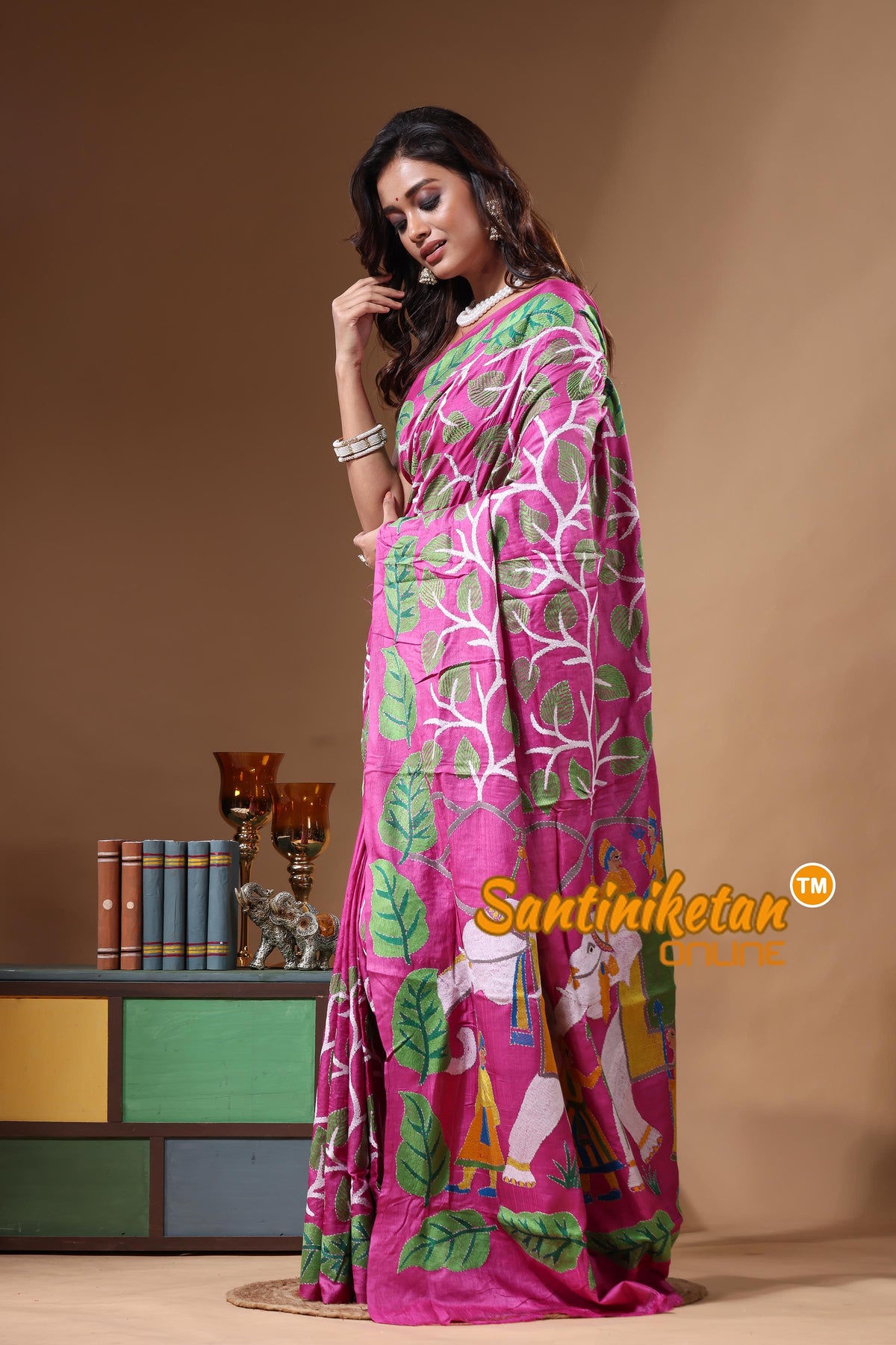 Dye Pure Gachi Tussar Kantha Stitch Saree SN2631316