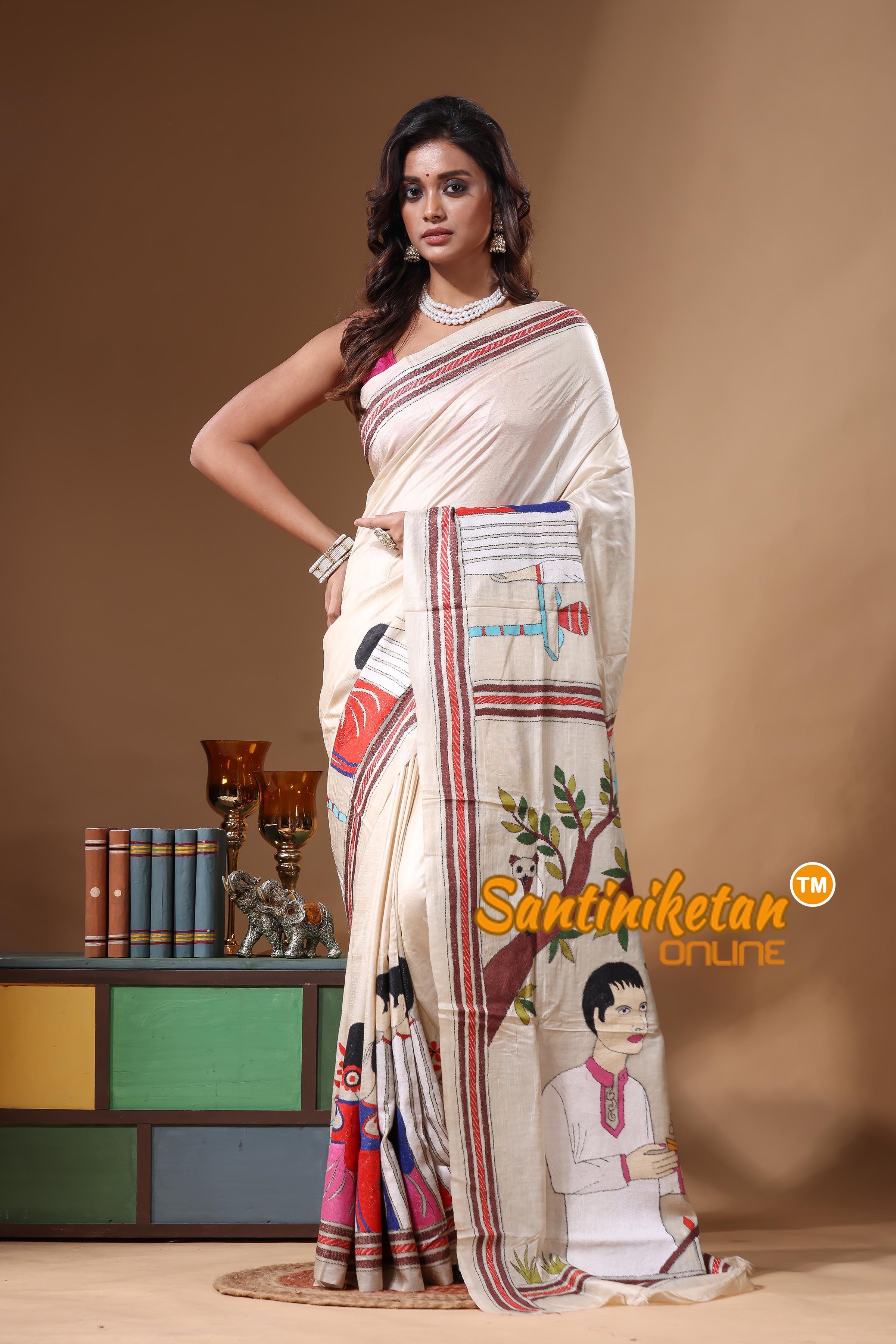 Pure Gachi Tussar Kantha Stitch Saree SN2631358