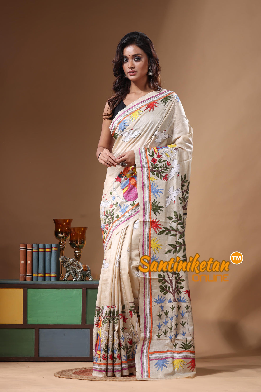 Pure Gachi Tussar Kantha Stitch Saree SN2631376
