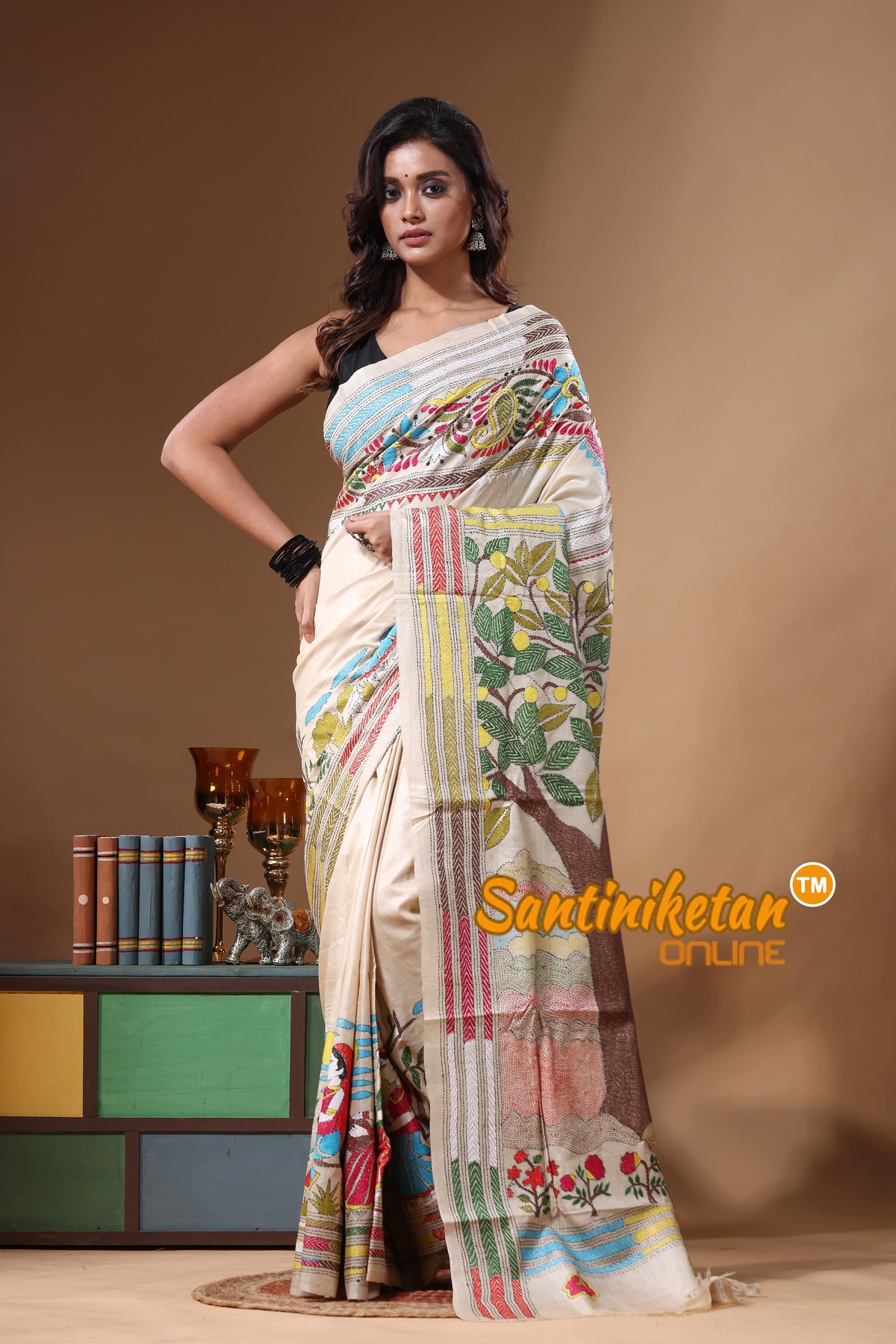 Pure Gachi Tussar Kantha Stitch Saree SN2631388