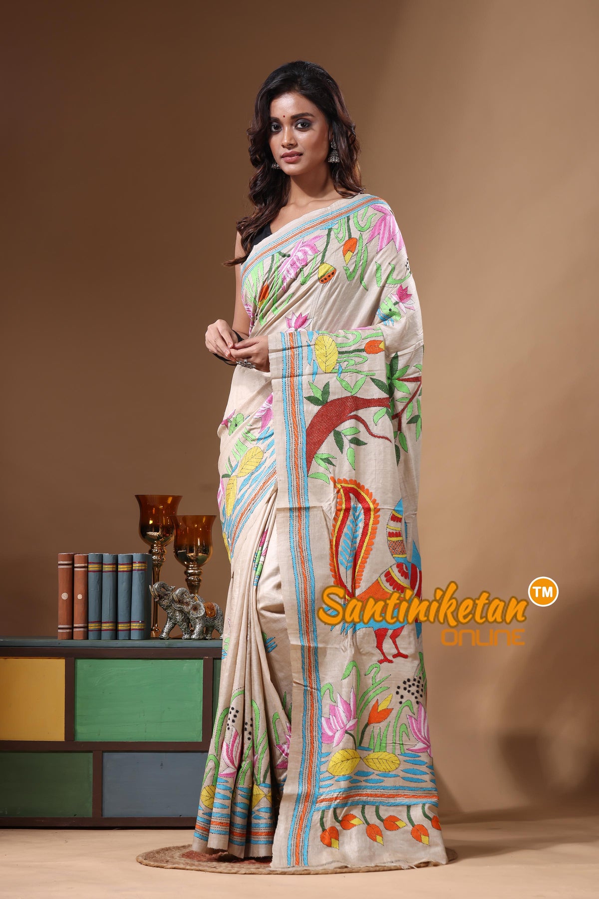 Pure Gachi Tussar Kantha Stitch Saree SN2631394