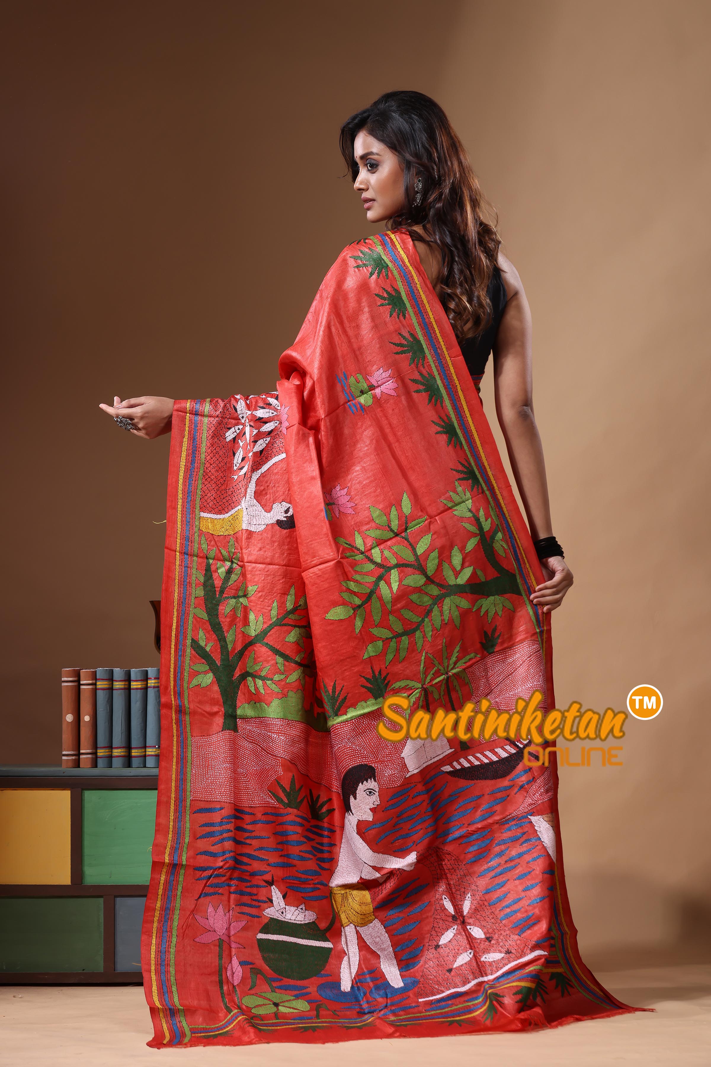 Dye Pure Gachi Tussar Kantha Stitch Saree SN2631469