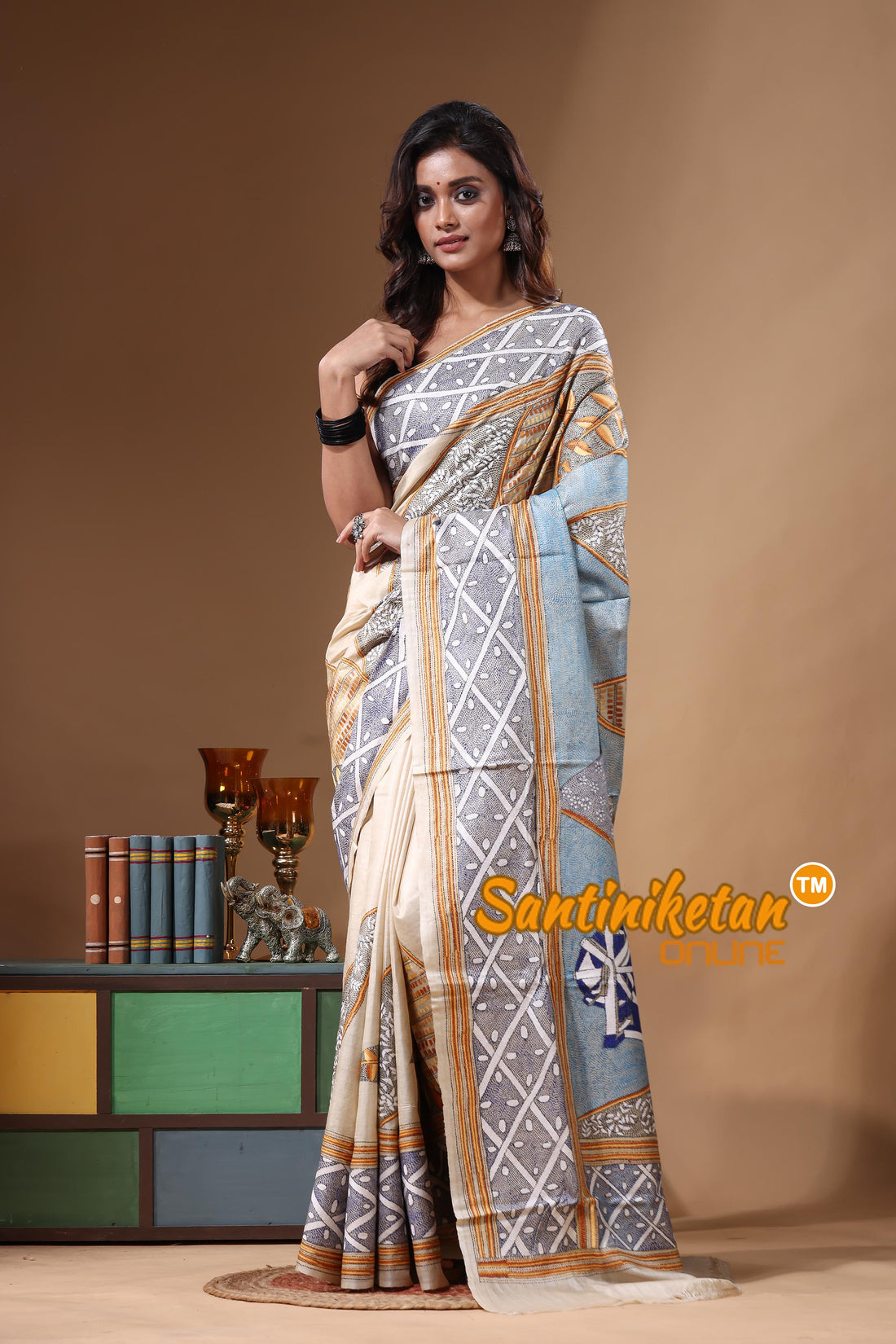 Pure Gachi Tussar Kantha Stitch Saree SN2631480
