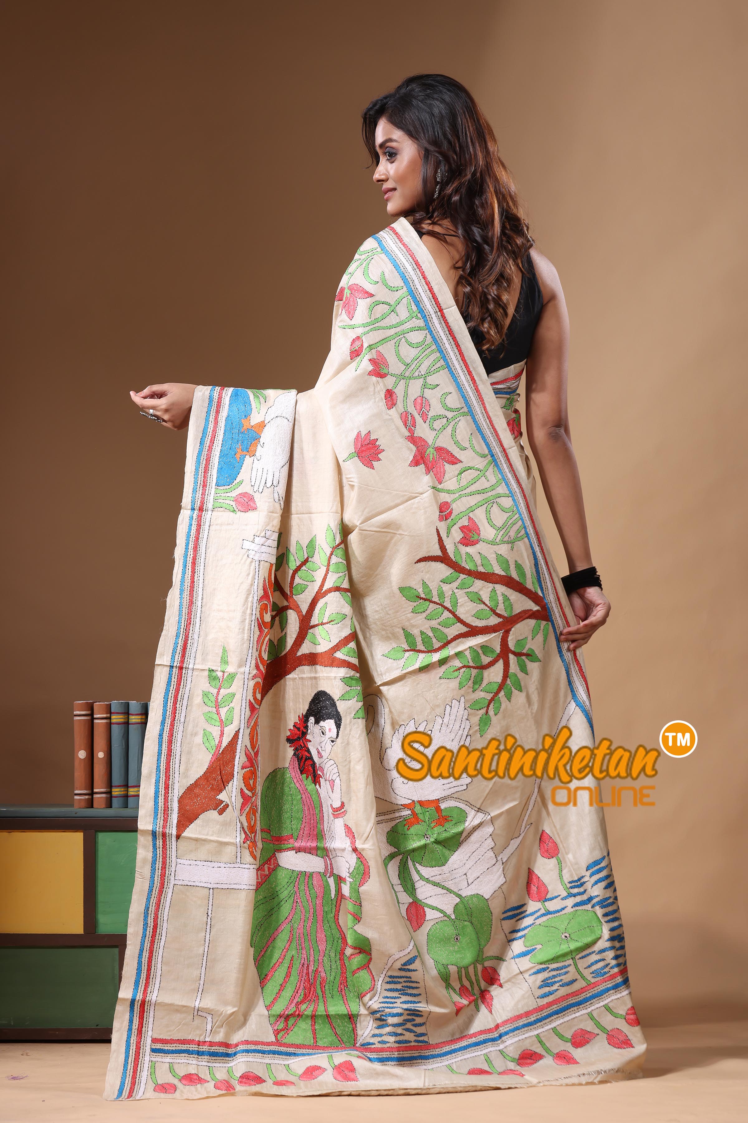 Pure Gachi Tussar Kantha Stitch Saree SN2631498