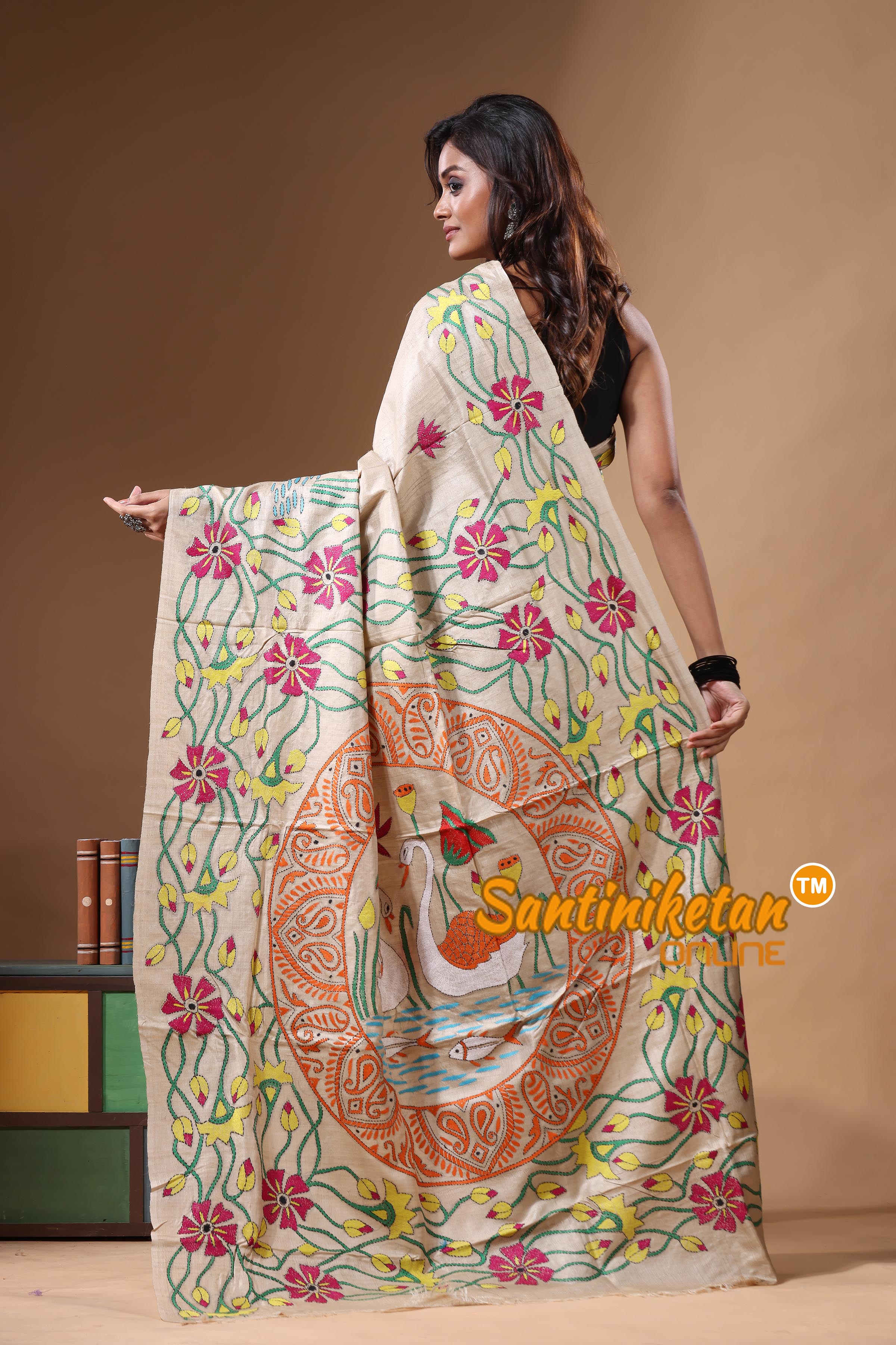 Pure Gachi Tussar Kantha Stitch Saree SN2631504