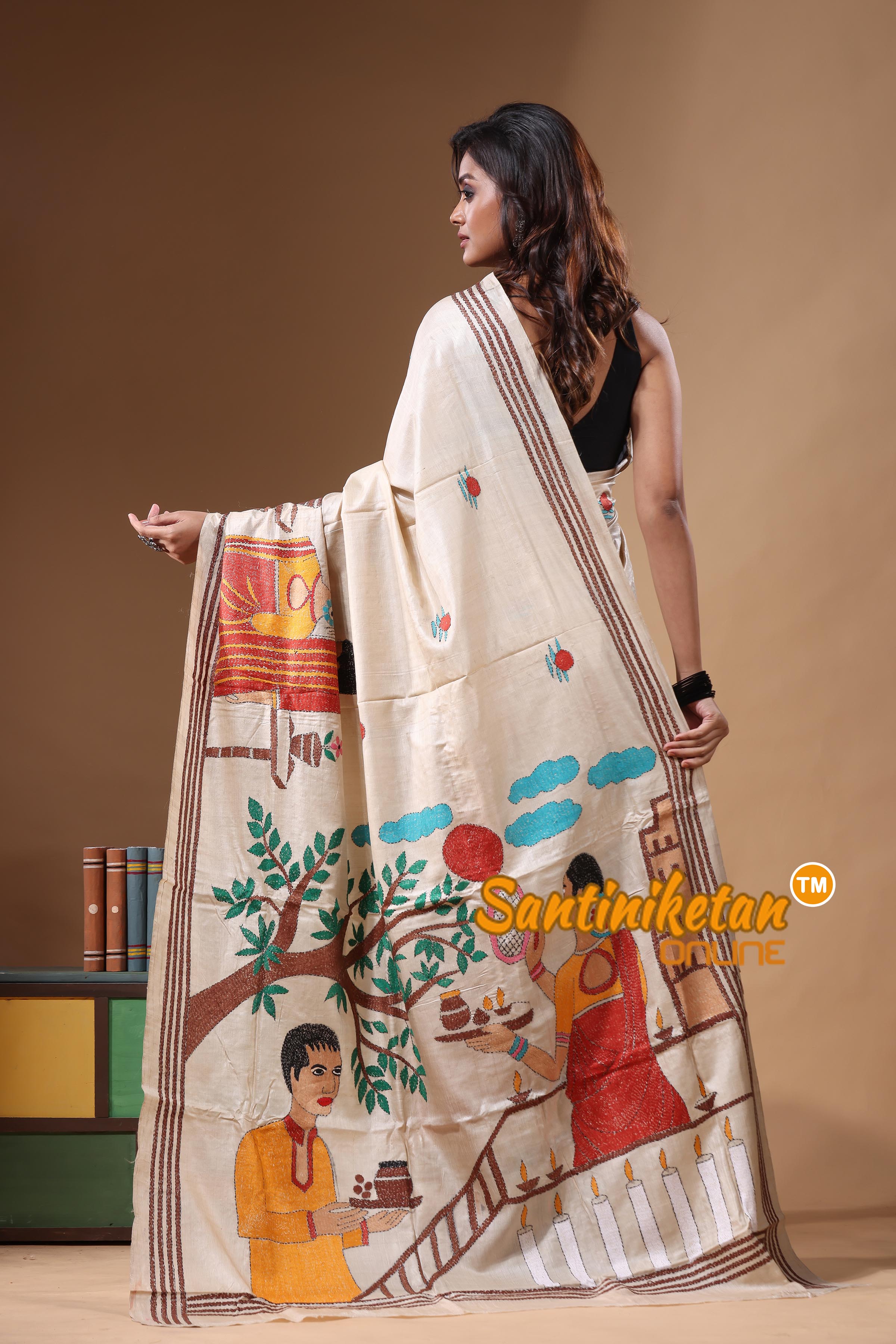 Pure Gachi Tussar Kantha Stitch Saree SN2631510
